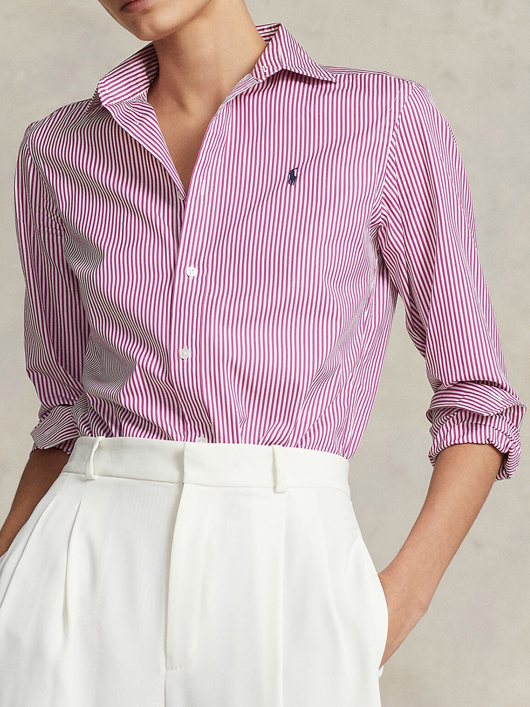 

Polo Ralph Lauren Women Striped Cotton Casual Shirt, Pink