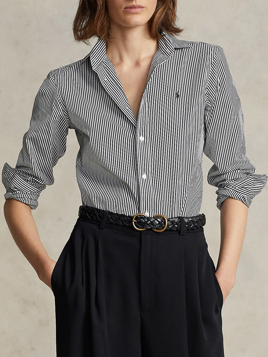 

Polo Ralph Lauren Striped Cotton Formal Shirt, Black