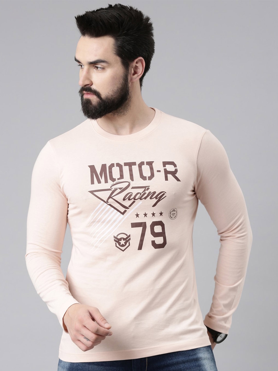 

Chennis Typography Printed Pure Cotton Slim Fit T-shirt, Pink
