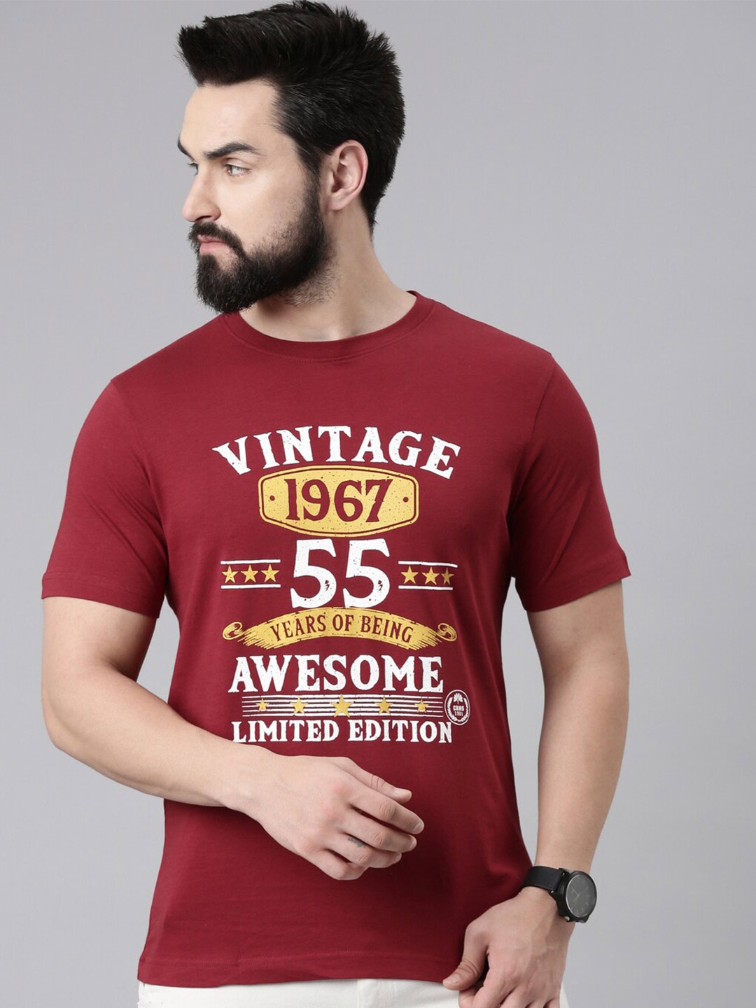 

Chennis Typography Printed Pure Cotton Slim Fit T-shirt, Red