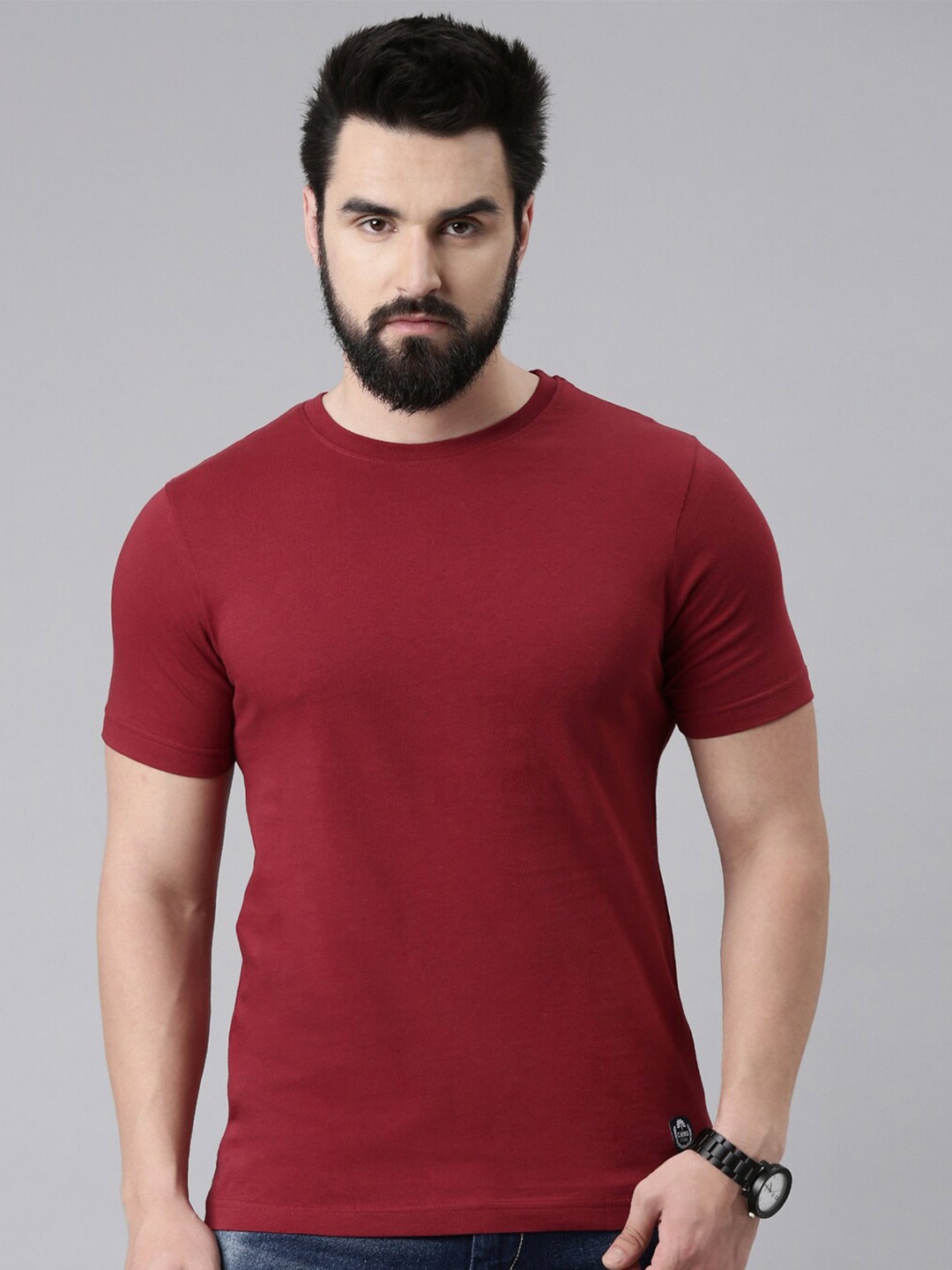 

Chennis Pure Cotton Slim Fit T-shirt, Maroon