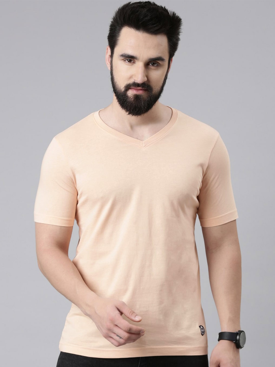 

Chennis Pure Cotton Slim Fit T-shirt, Peach