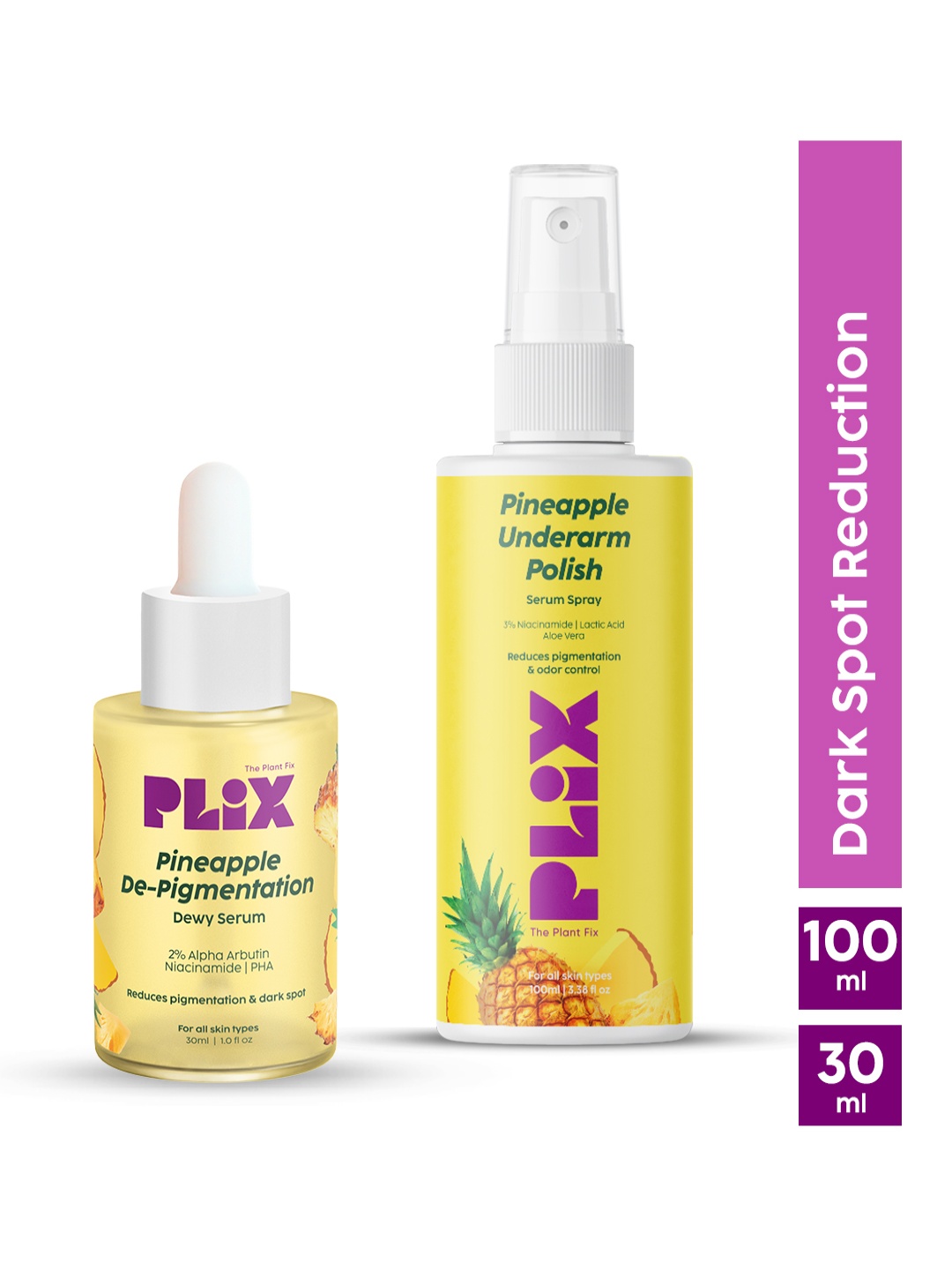 

PLIX THE PLANT FIX Pineapple Underarm Serum Spray For Dark Underarms & Depigmentation 30ml, Yellow