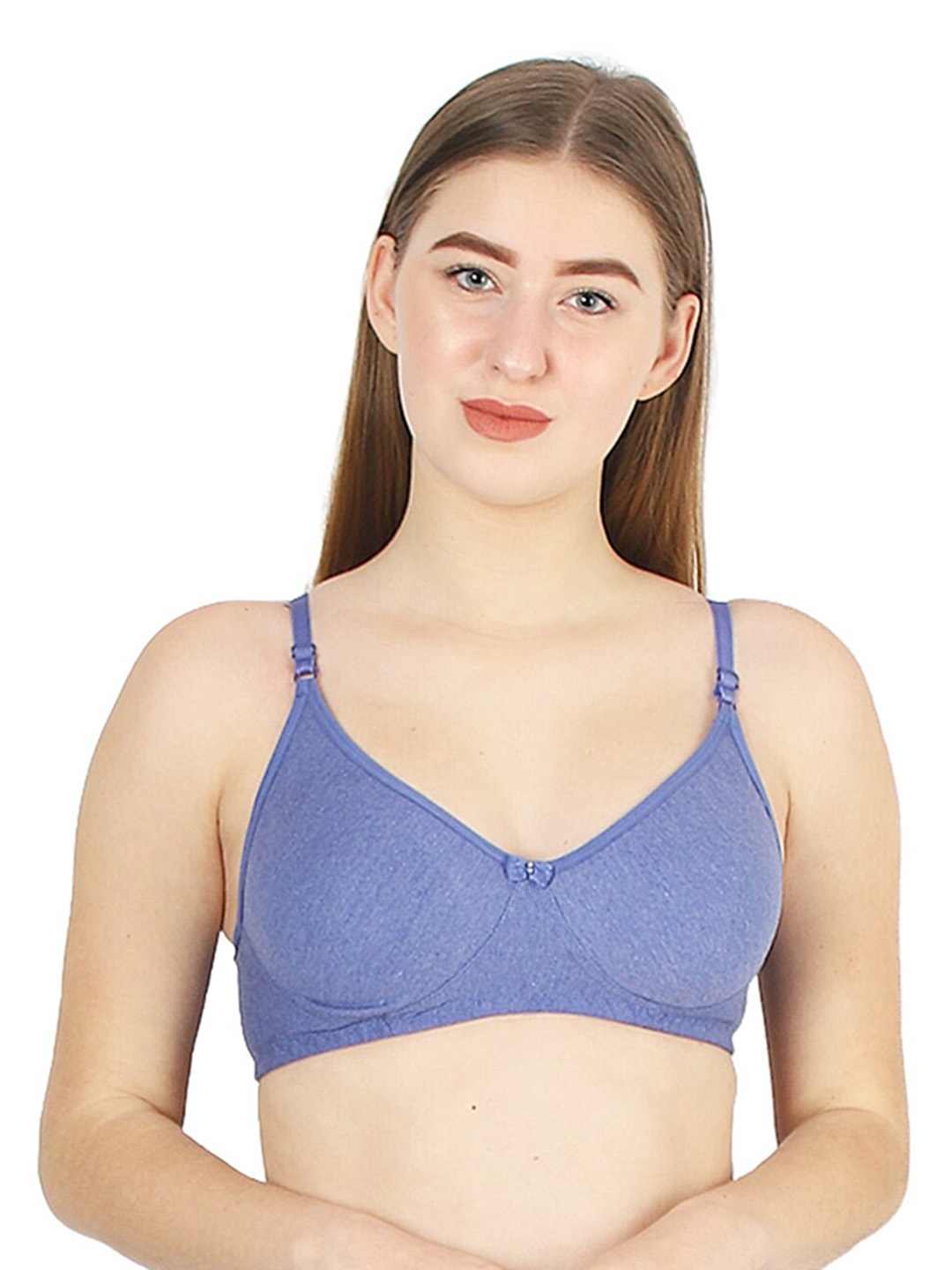 

X-WeLL Medium Coverage Underwired Side Shaper Seamless Cotton T-shirt Bra, Blue