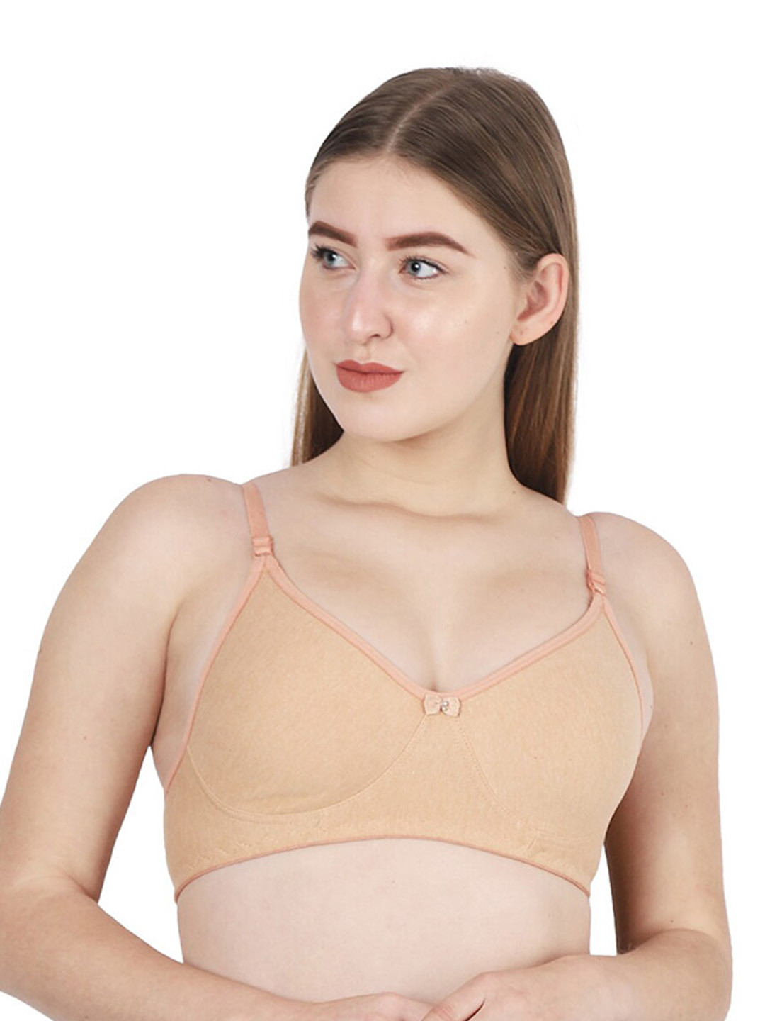 

X-WeLL Medium Coverage Underwired Side Shaper Seamless Cotton Everyday Bra, Beige