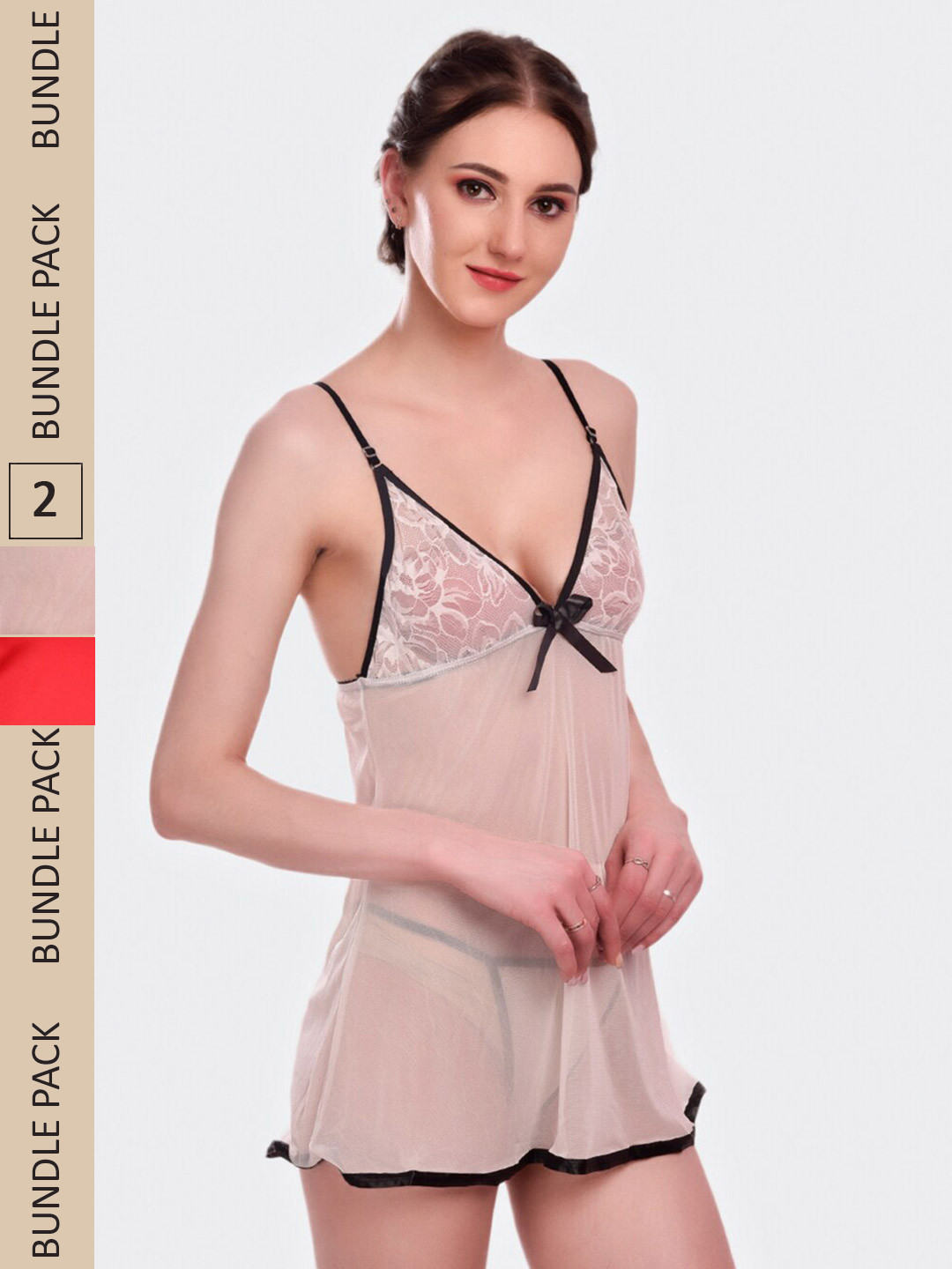 

Fleurt Pack Of 2 Shoulder Straps Baby Doll, Beige