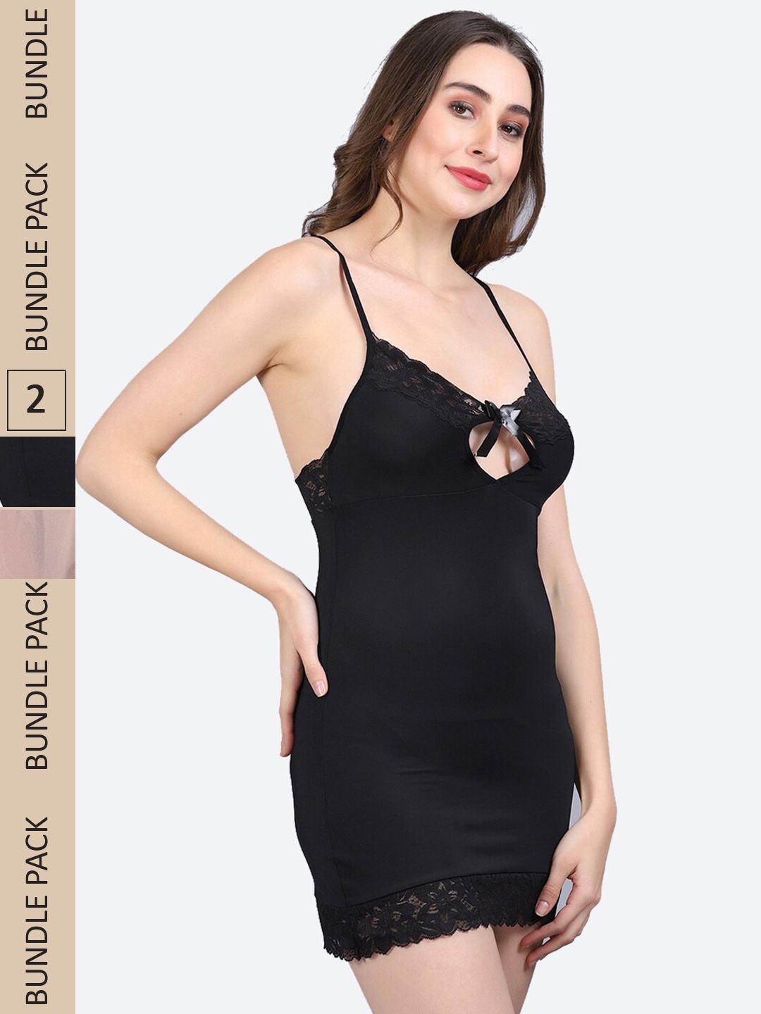 

Fleurt Pack Of 2 Shoulder Straps Baby Doll, Black