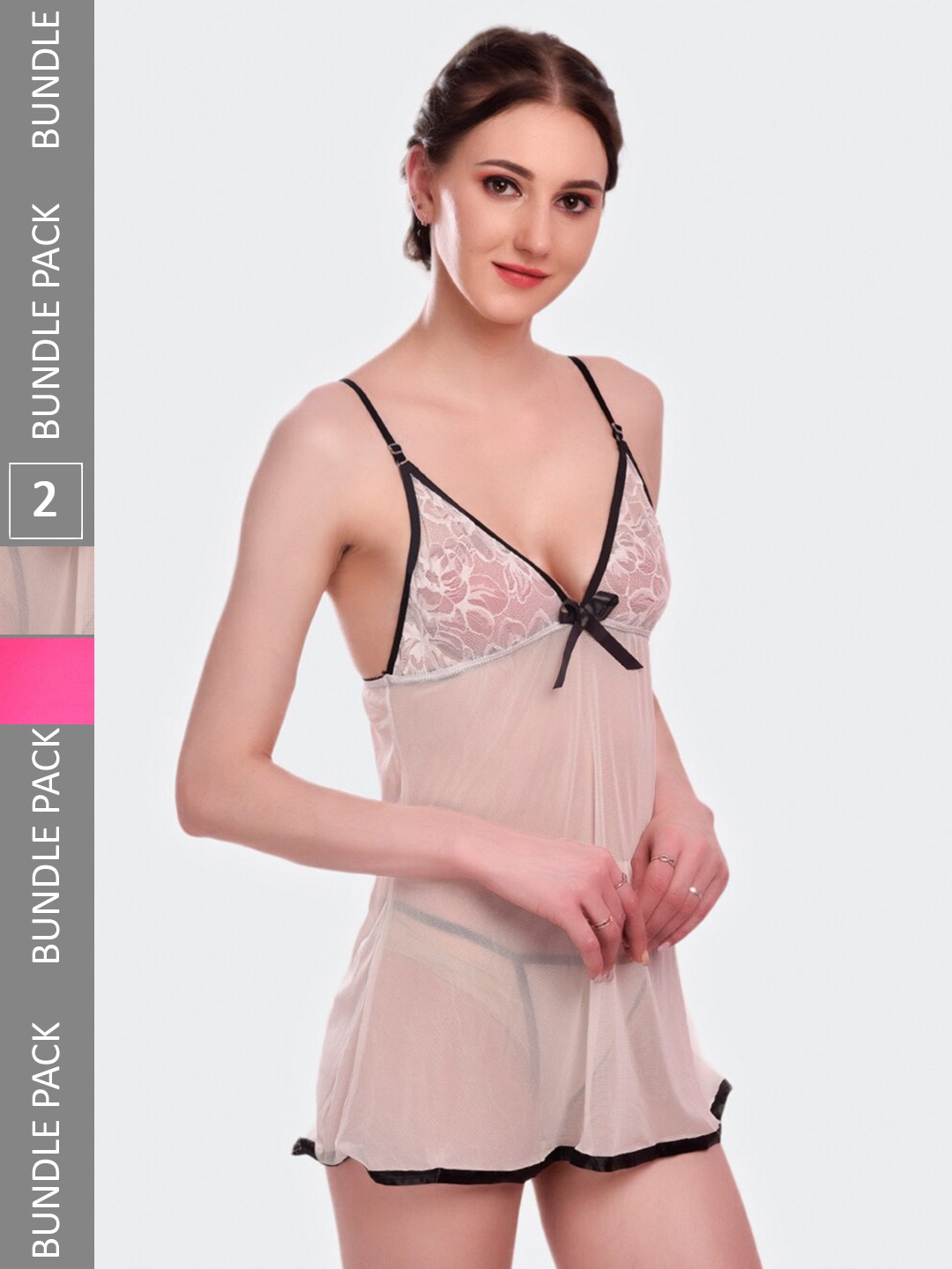 

Fleurt Pack Of 2 Shoulder Straps Baby Doll, Beige