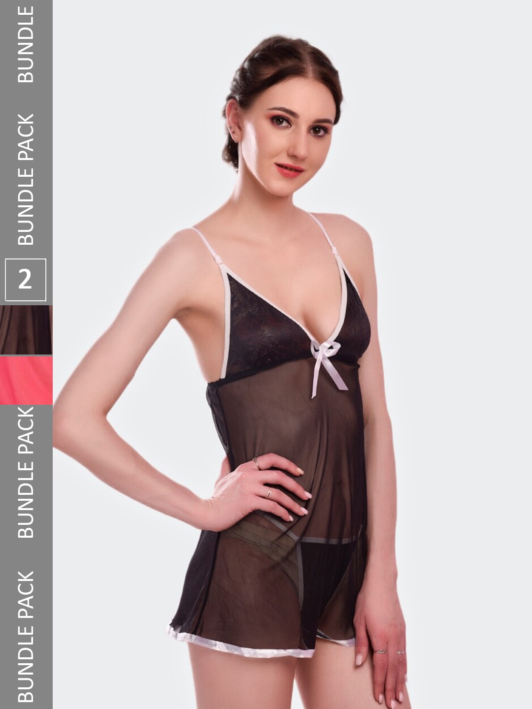 

Fleurt Pack Of 2 V-Neck Baby Doll, Black