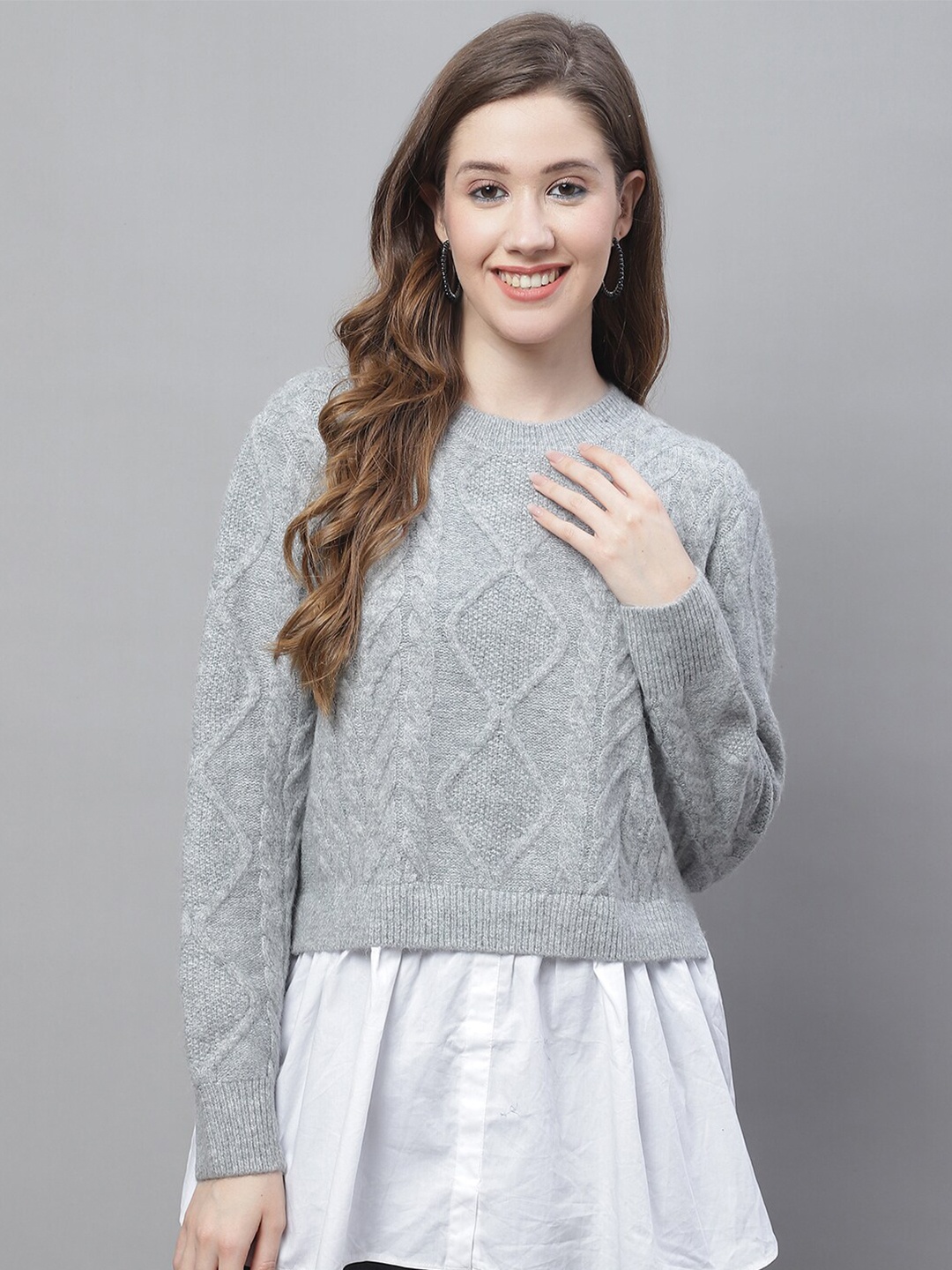 

NoBarr Cable Knit Acrylic Pullover, Grey