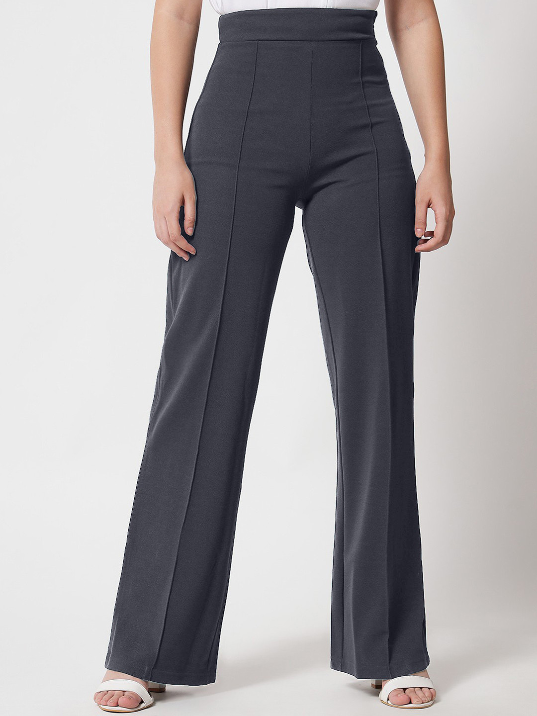 

LEE TEX Women Relaxed Straight Leg High-Rise Parallel Trousers, Grey