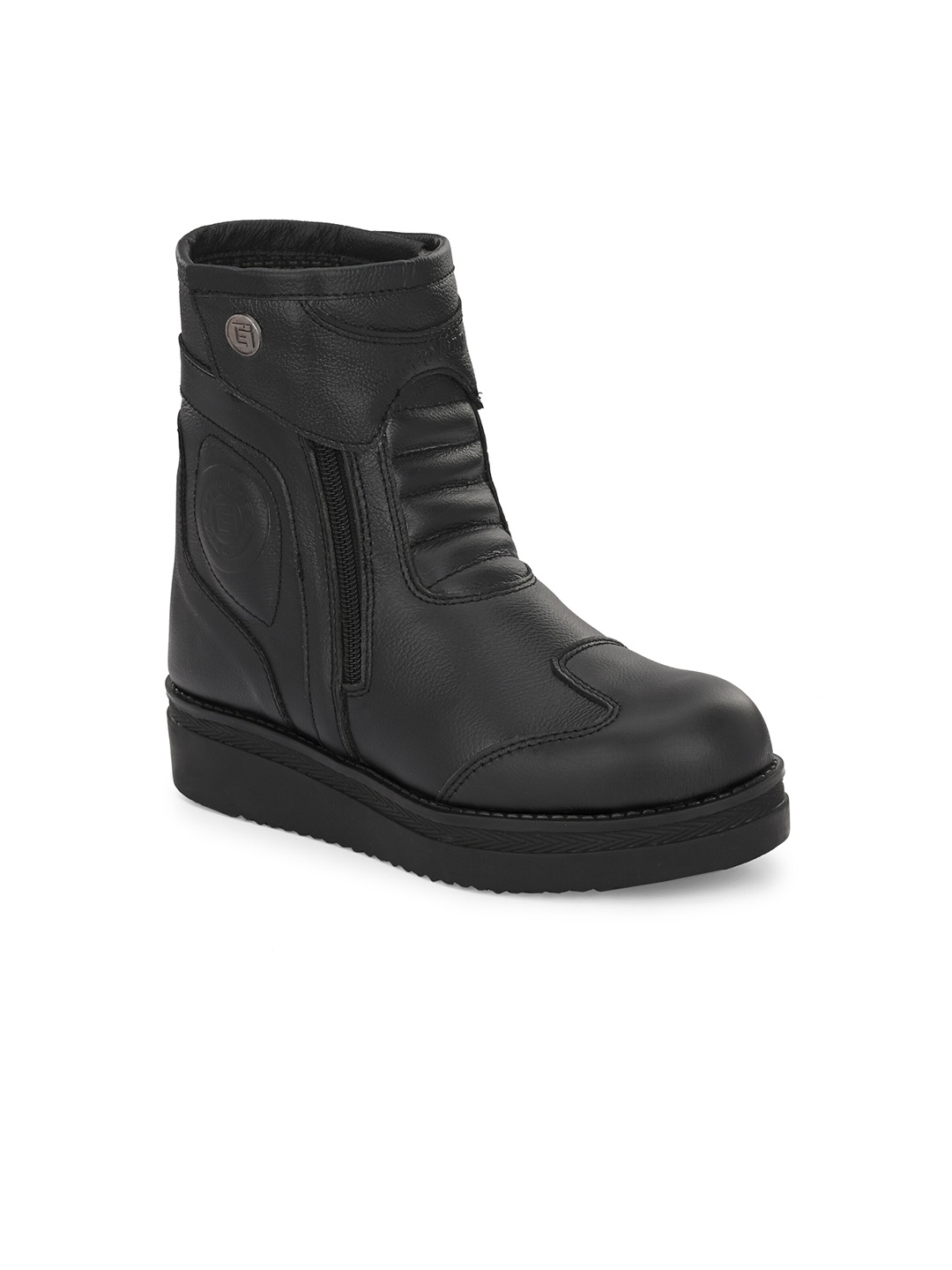 

Eego Italy Women Textured Leather Biker Boots, Black