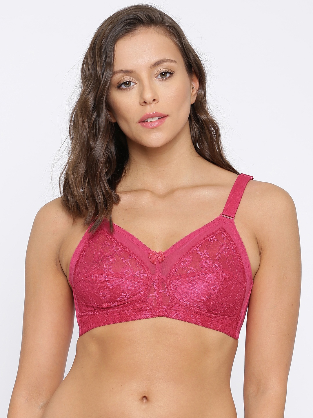 

Enamor Women Pink Non-Padded Non-Wired Full Support Super Lift Up Bra With M-Frame