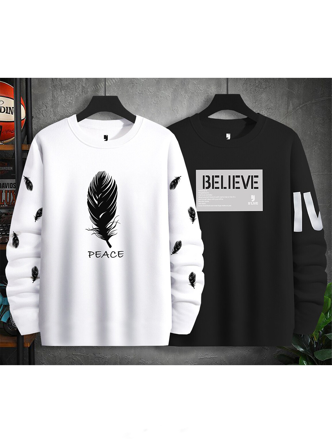 

BLIVE Pack Of 2 Graphic Printed Cotton T-Shirts, White