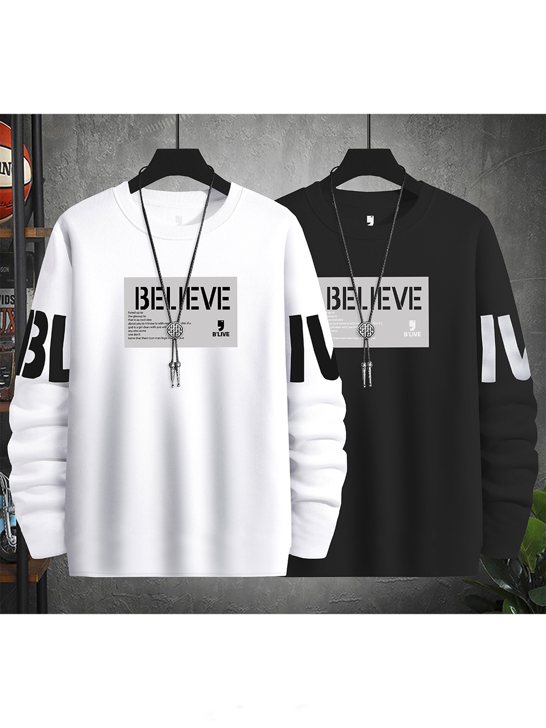 

BLIVE Pack Of 2 Typography Printed Cotton T-Shirts, White