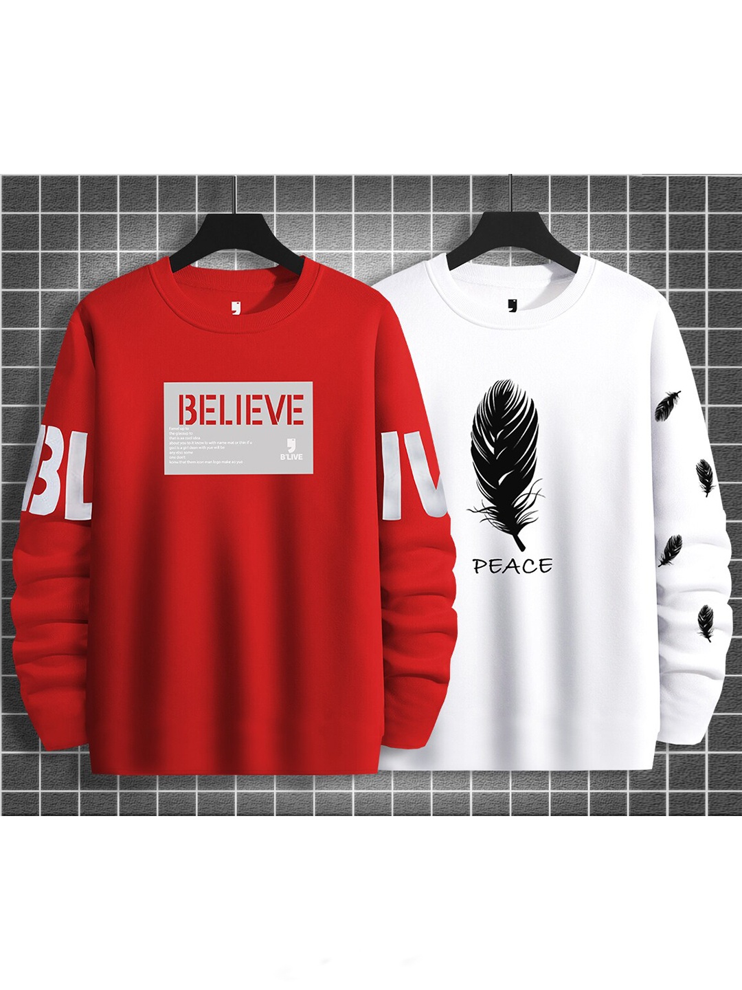 

BLIVE Pack Of 2 Graphic Printed Cotton T-Shirts, White