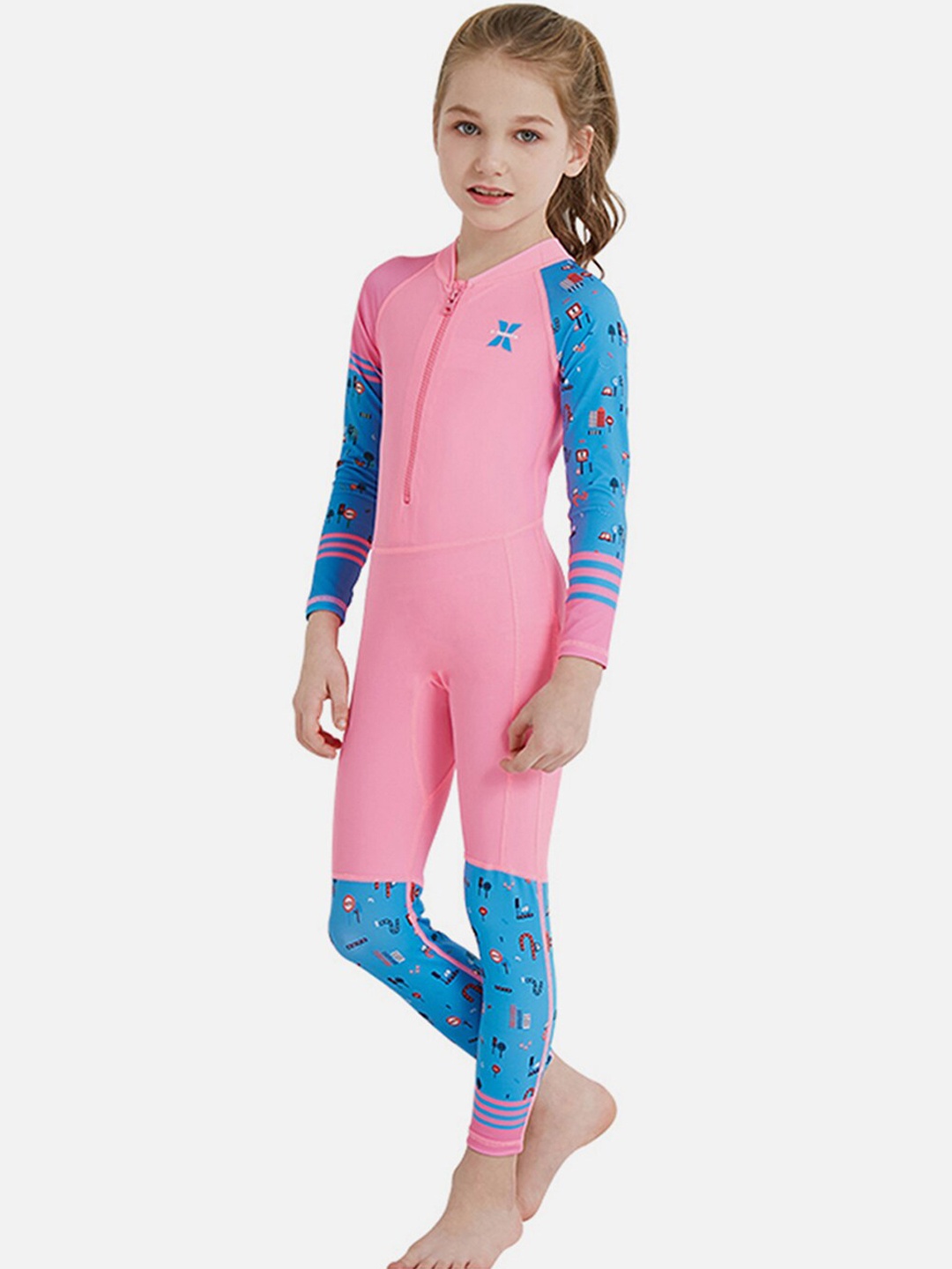

Little Surprise Box LLP Girls Printed Full Length Legsuit, Pink