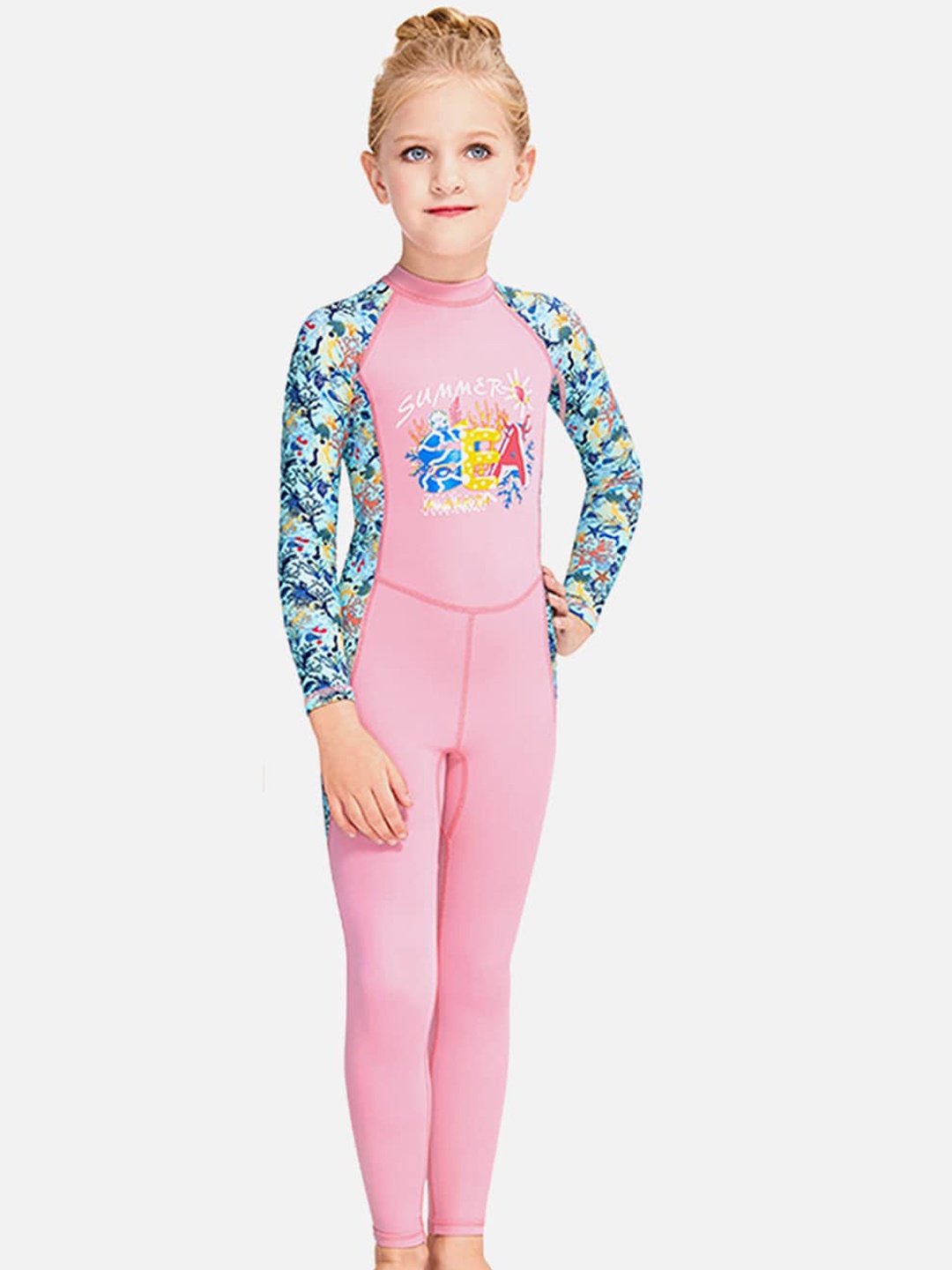 

Little Surprise Box LLP Girls Printed Full Length Legsuit, Pink