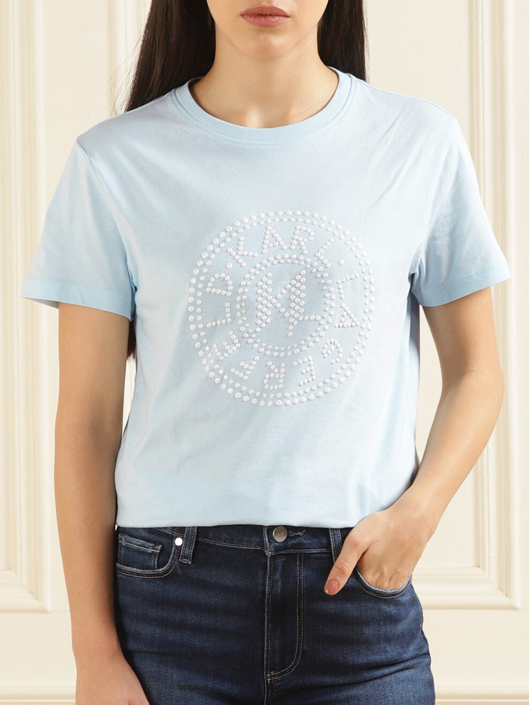 

Karl Lagerfeld Typography Printed Cotton T-shirt, Blue