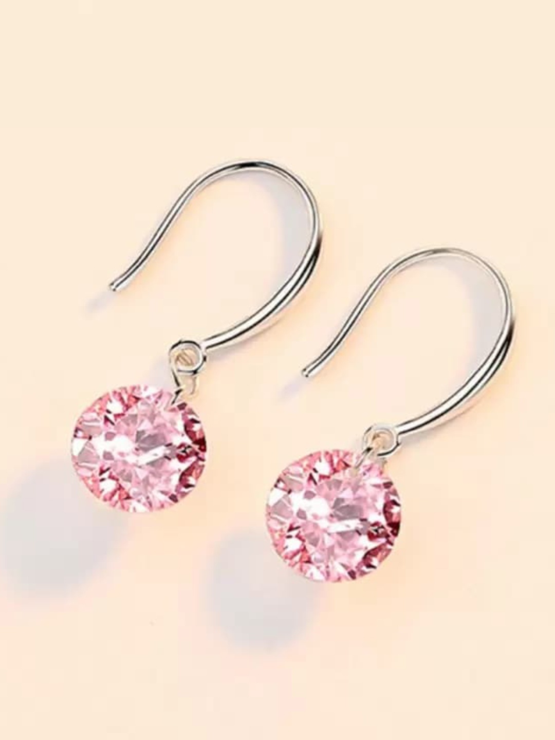 

MYKI Silver-Plated Contemporary CZ Stone Studded Drop Earrings