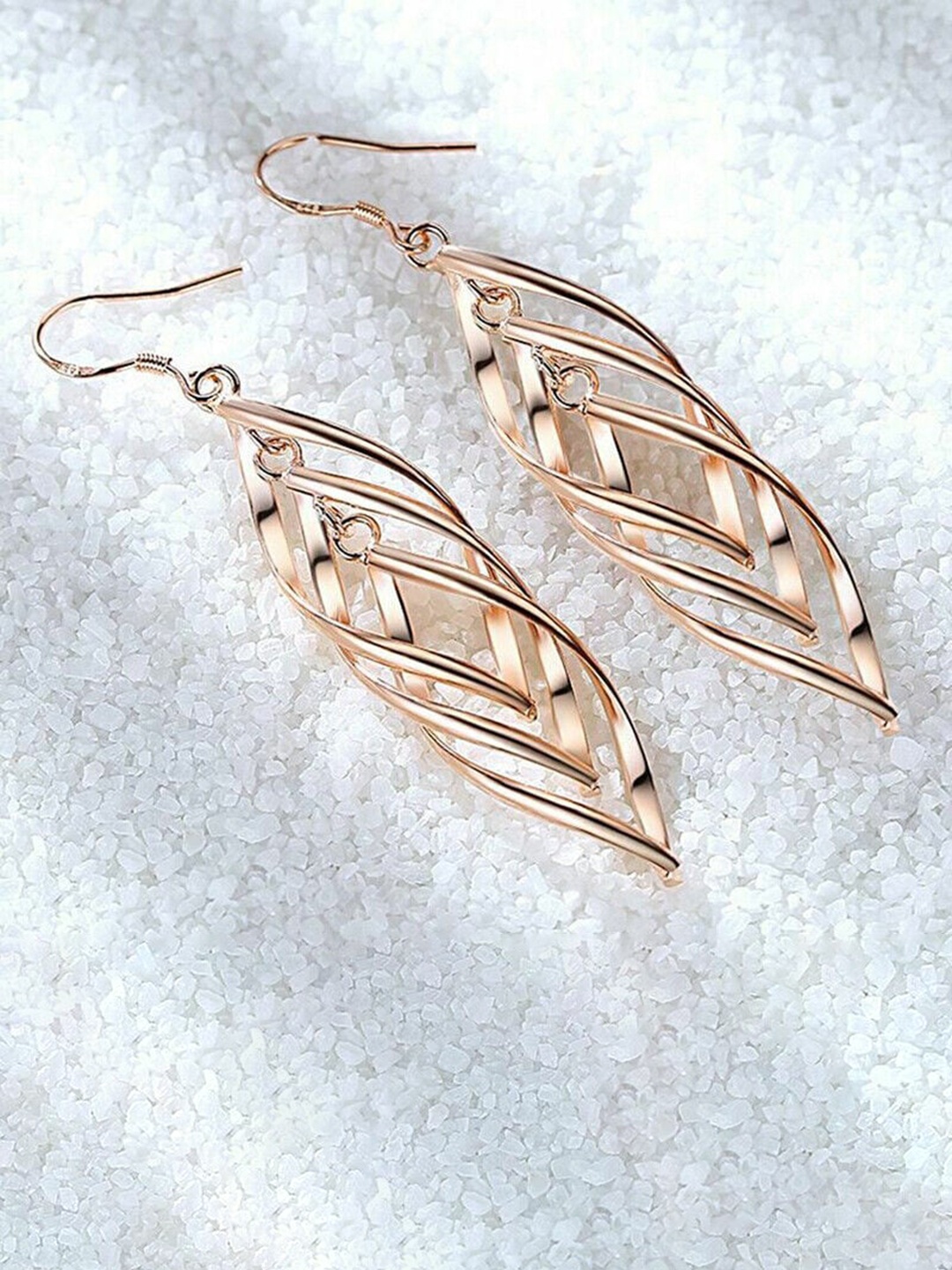 

MYKI Rose-Gold-Plated Leaf Shaped Drop Earrings
