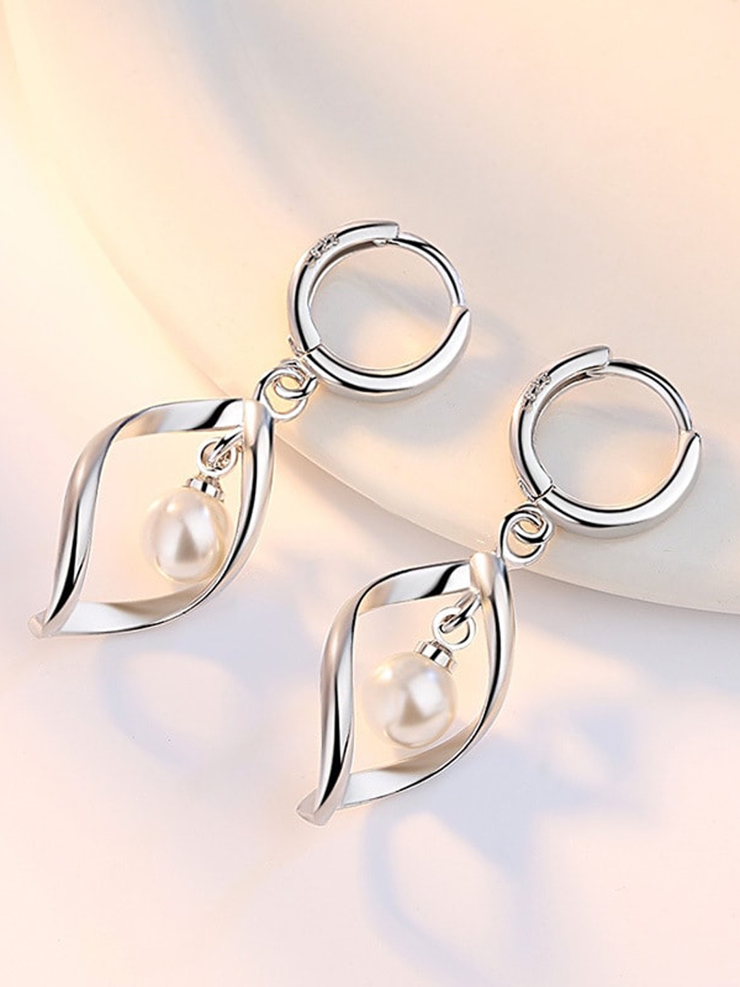 MYKI Silver-Plated Contemporary Hoop Earrings