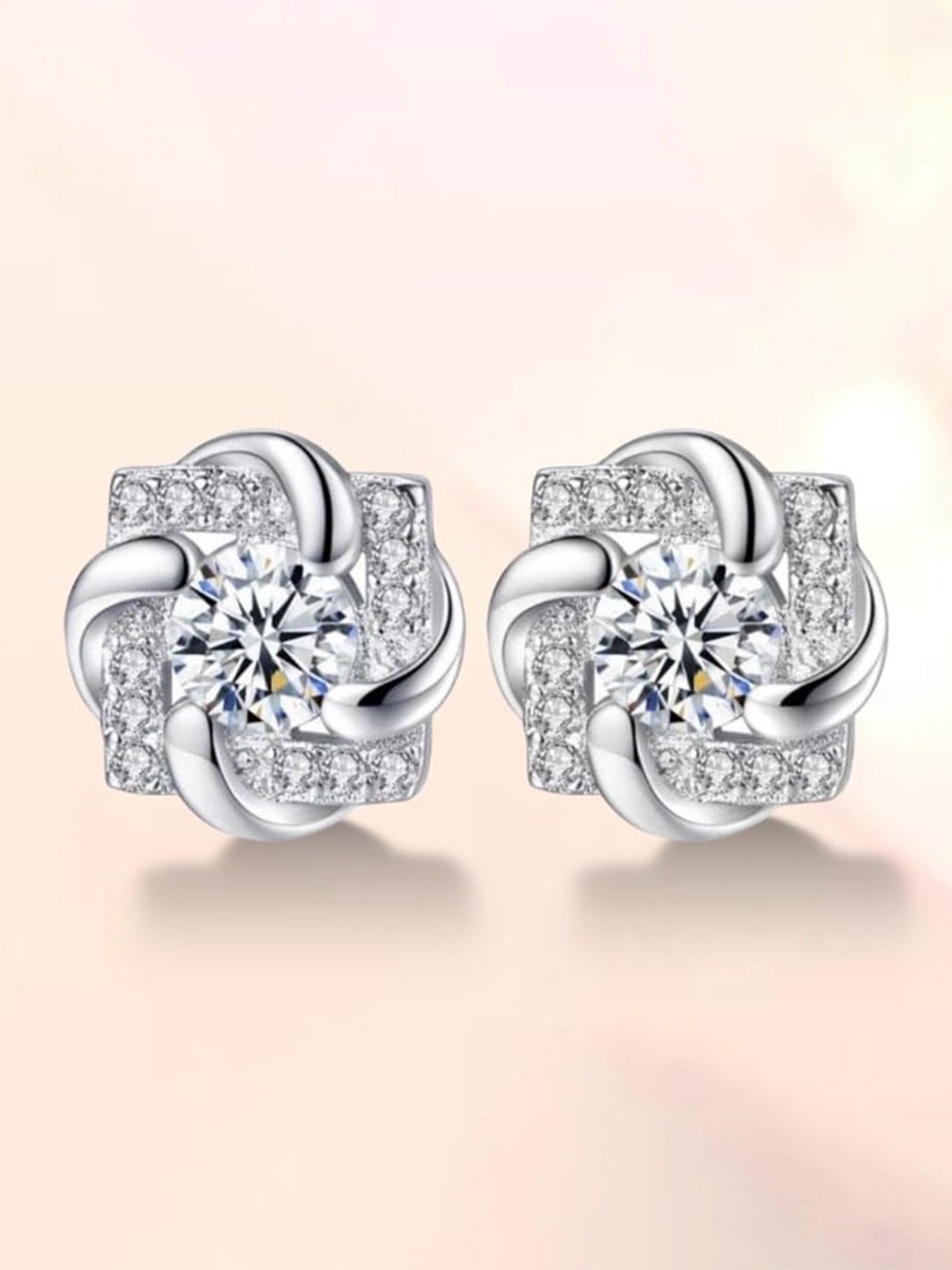 

MYKI Silver-Plated Contemporary Studs Earrings, White