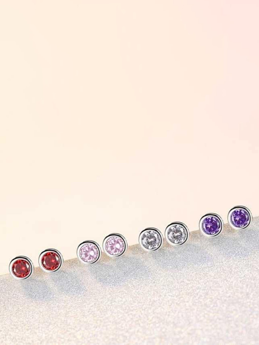 

MYKI Set Of 4 Silver-Plated Contemporary Studs Earrings, Multi