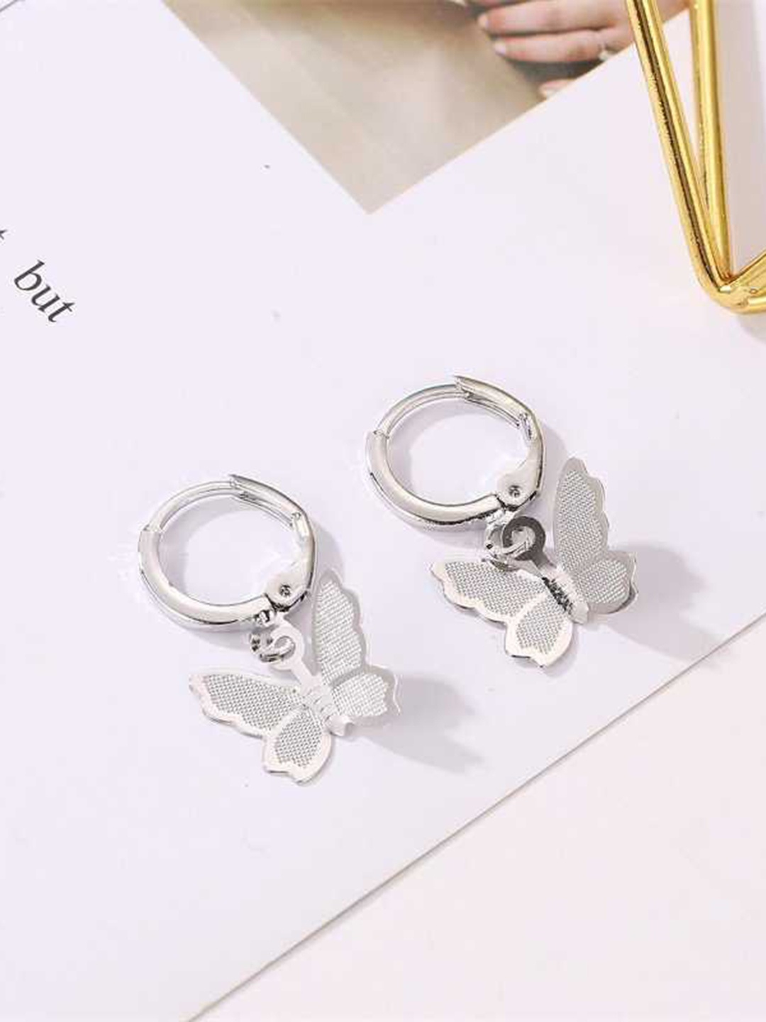 

MYKI Silver-Plated Contemporary Drop Earrings