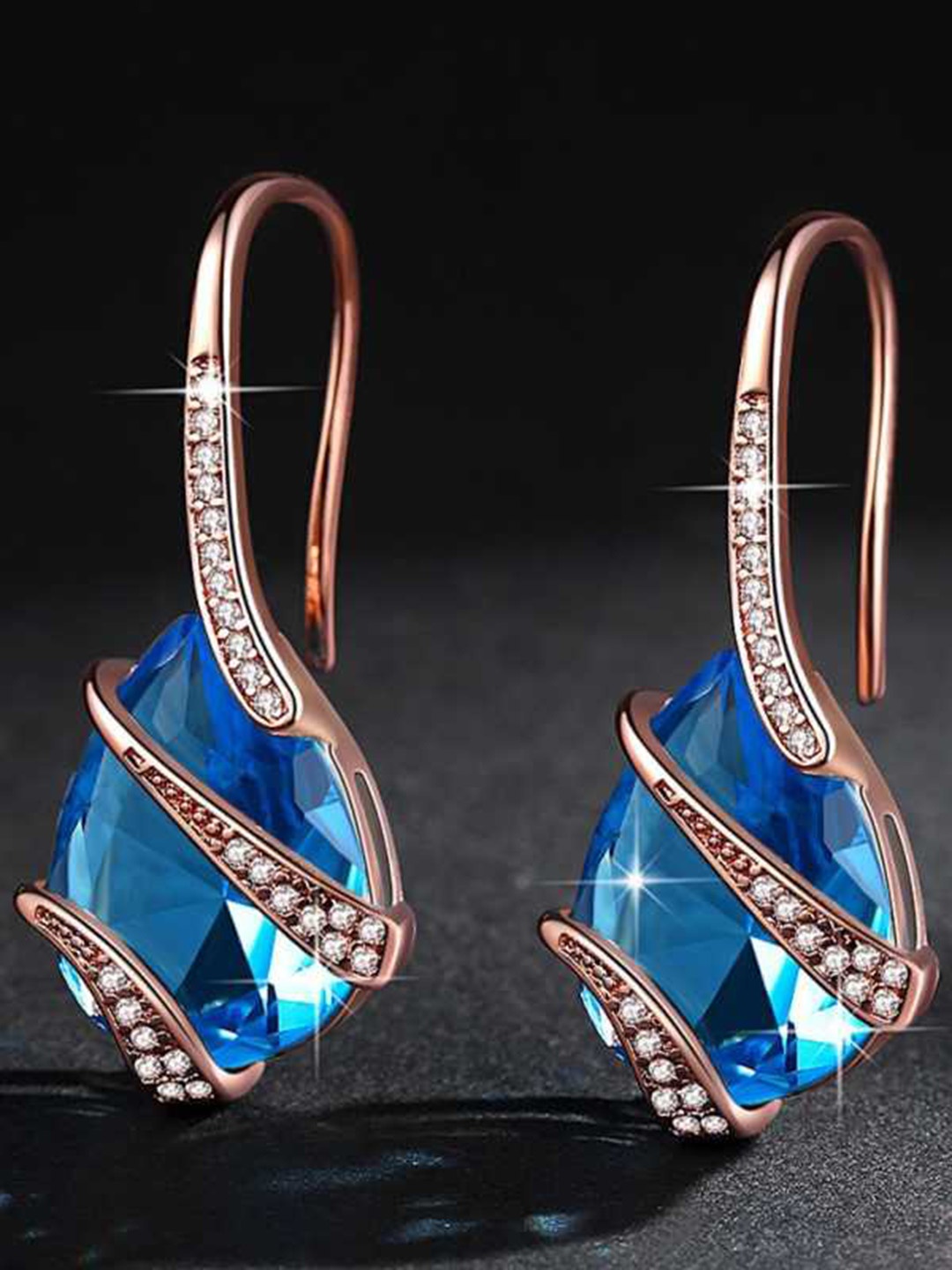 

MYKI Rose Gold-Plated Contemporary Drop Earrings