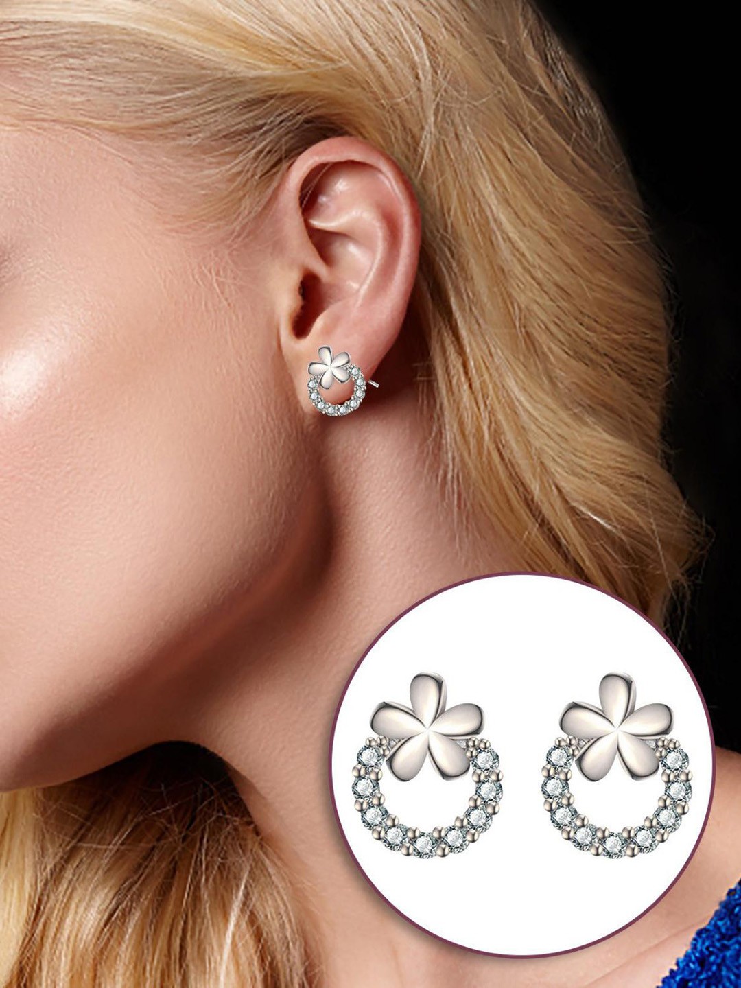 

MYKI Silver-Plated Contemporary Studs Earrings
