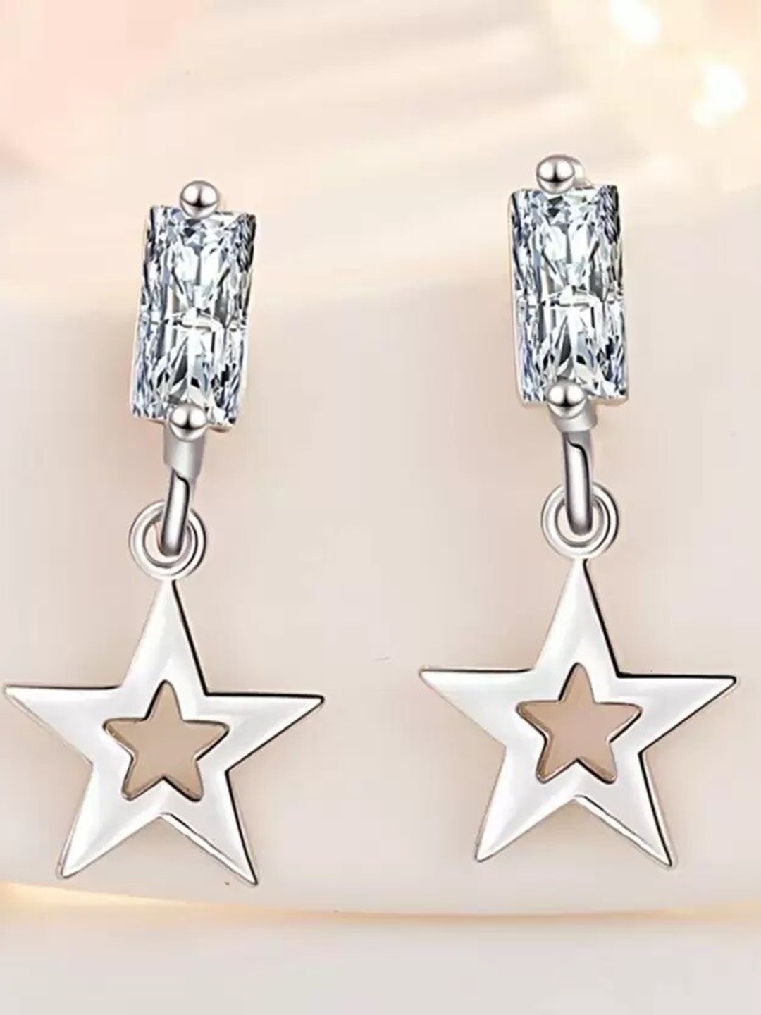MYKI Silver-Plated Contemporary Drop Earrings