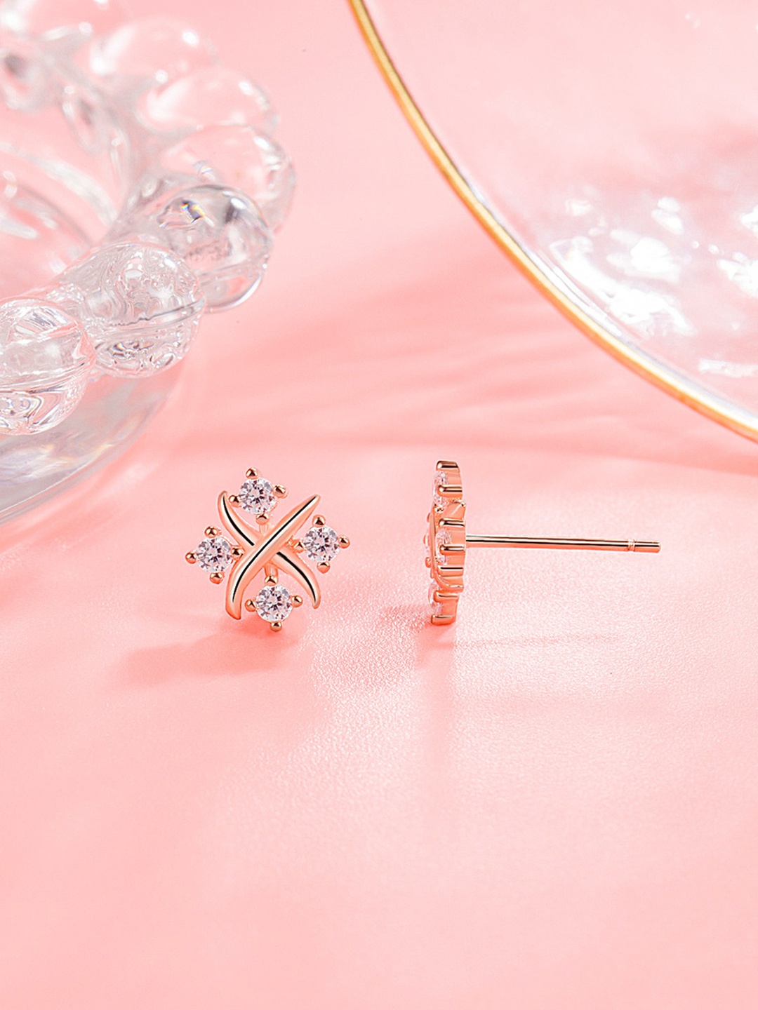 

MYKI Rose Gold-Plated Contemporary Studs Earrings