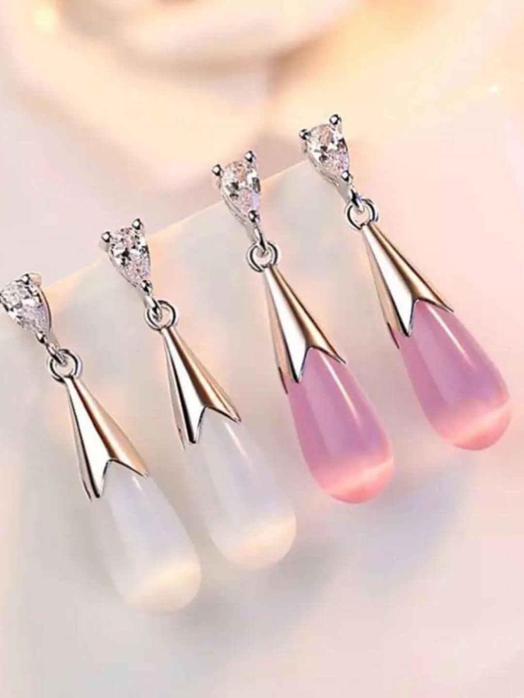 

MYKI Silver-Plated Contemporary Teardrop Earrings, White