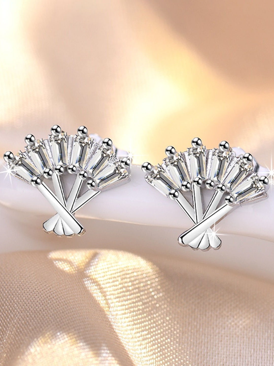 

MYKI Silver-Plated Contemporary CZ Stone Studded Studs Earrings