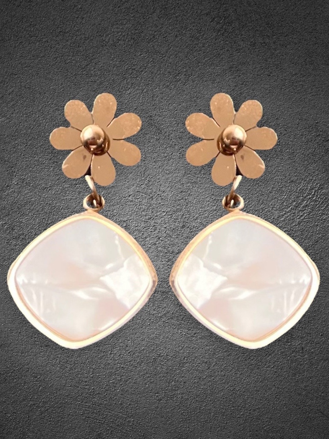 

MYKI Rose Gold-Plated Contemporary Drop Earrings