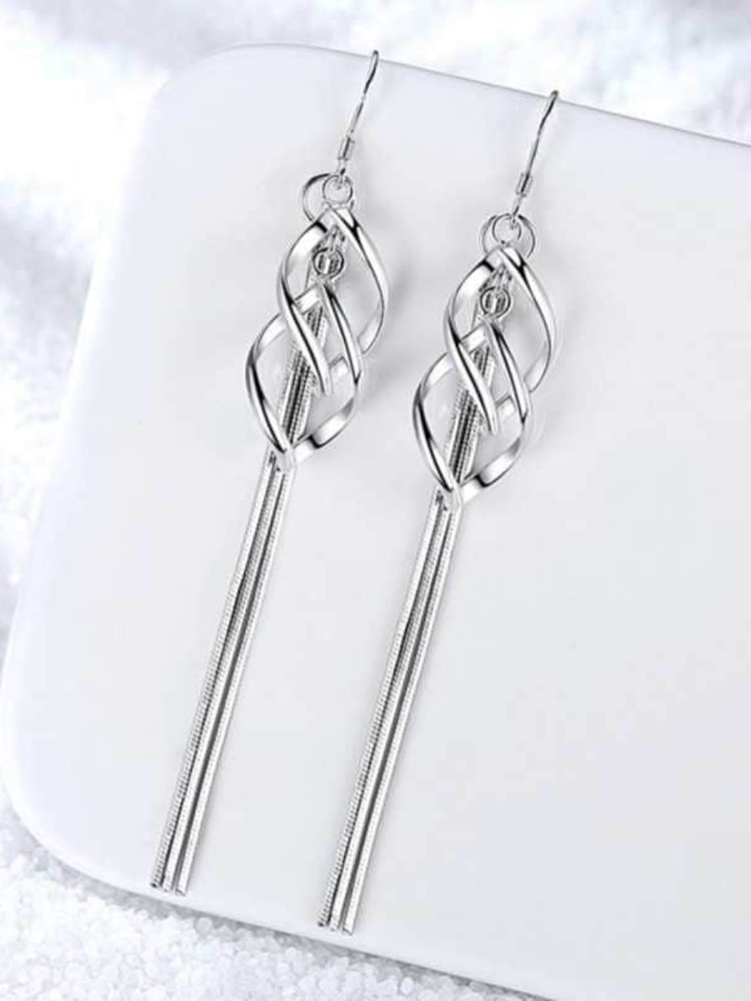 MYKI Silver-Plated Contemporary Drop Earrings