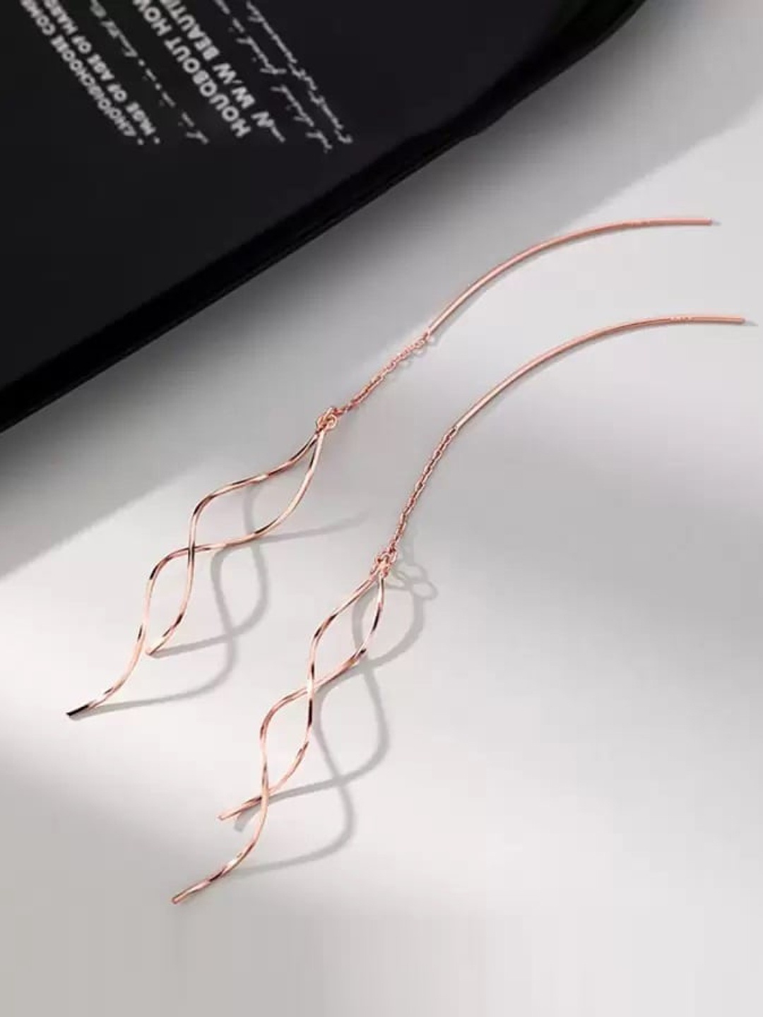 

MYKI Rose Gold-Plated Contemporary Drop Earrings
