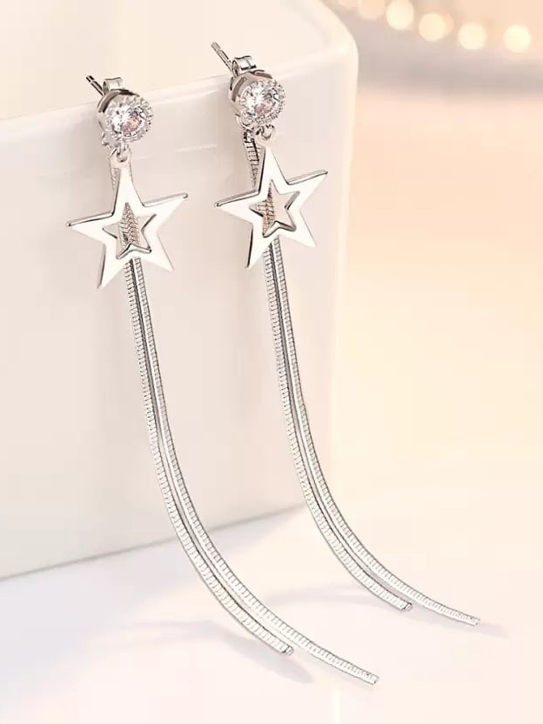 

MYKI Silver-Plated Contemporary Drop Earrings