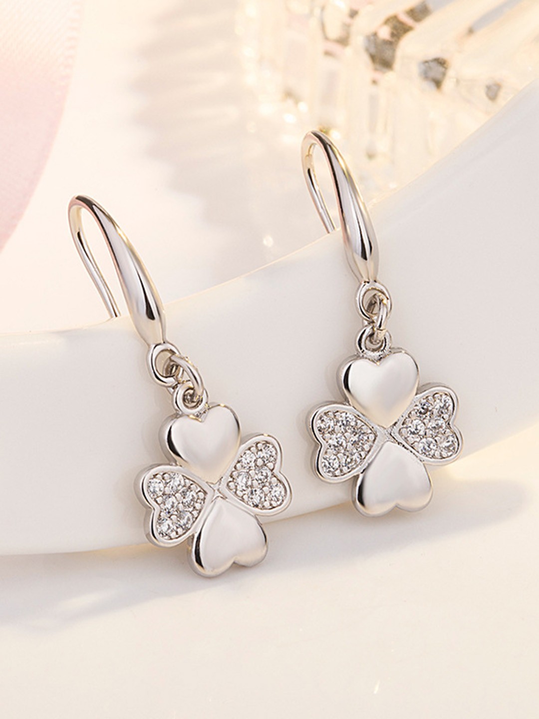 

MYKI Silver-Plated Cubic Zirconia Studded Drop Earrings