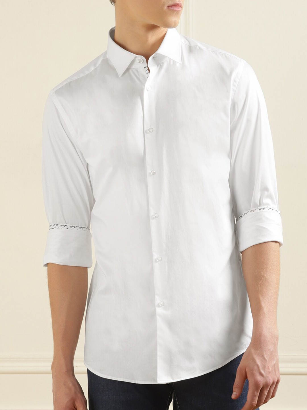 

HUGO Spread Collar Cotton Casual Shirt, White