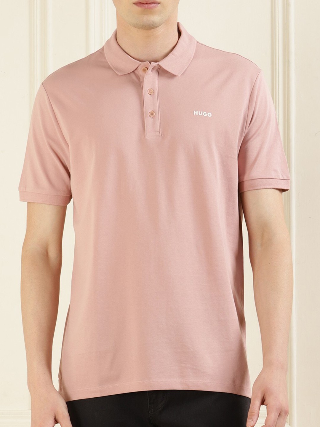 

HUGO Polo Collar Cotton T-shirt, Pink