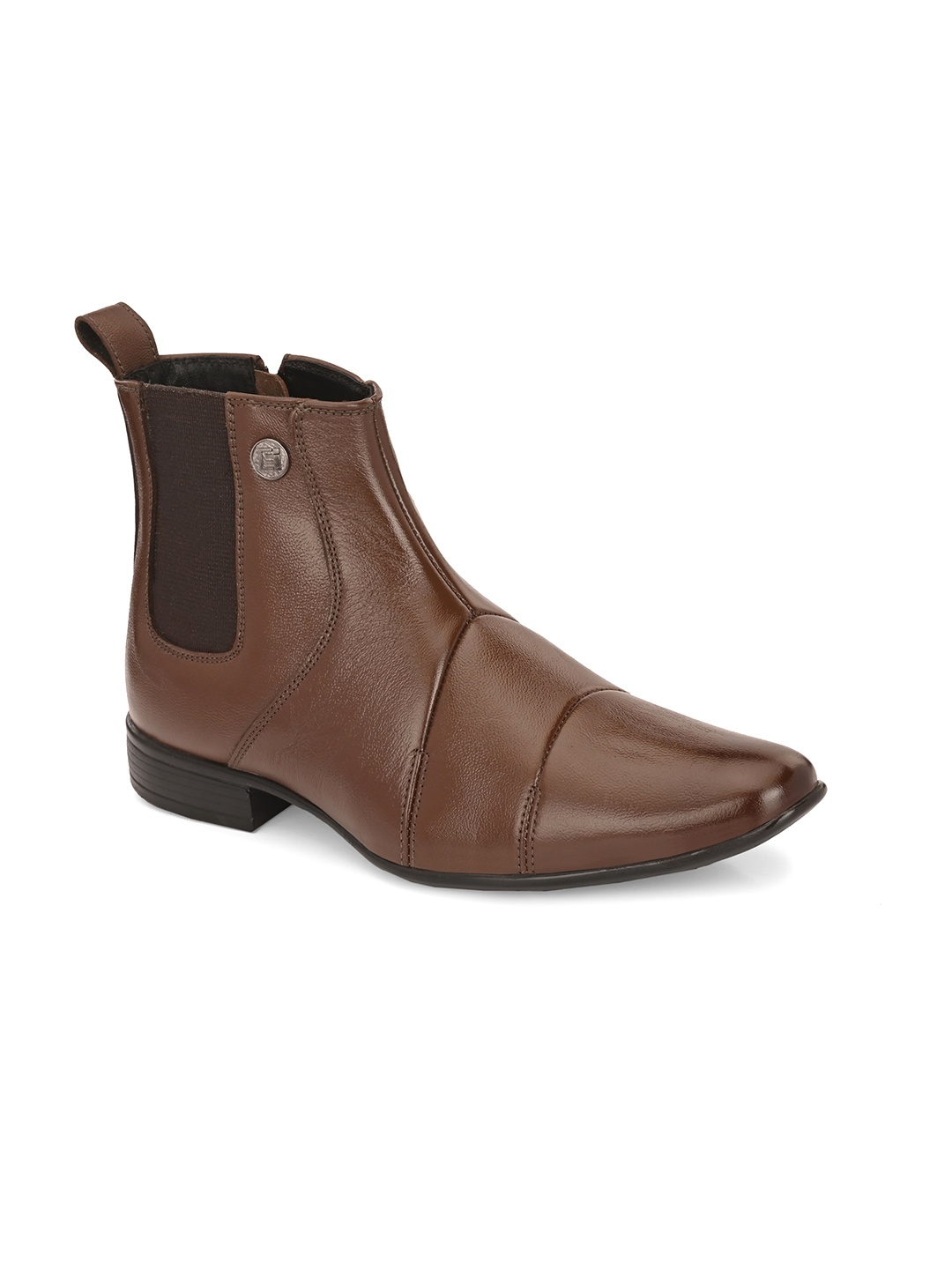 

Eego Italy Men Textured Genuine Leather Chelsea Boots, Brown