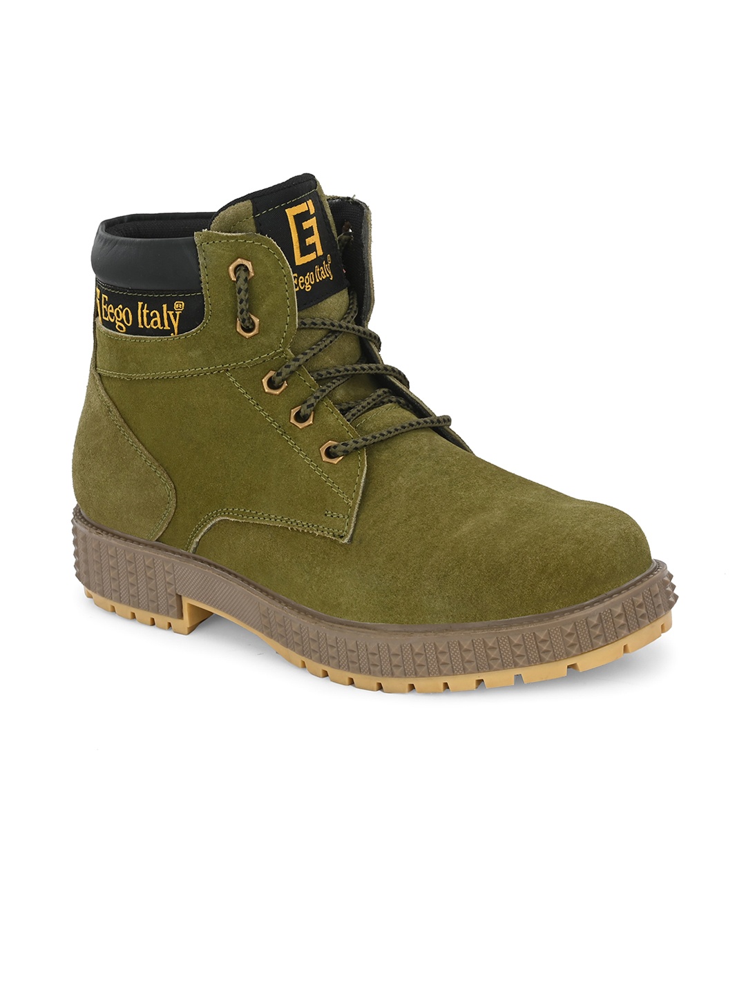 

Eego Italy Men Genuine Leather Mid-Top Regular Boots, Green