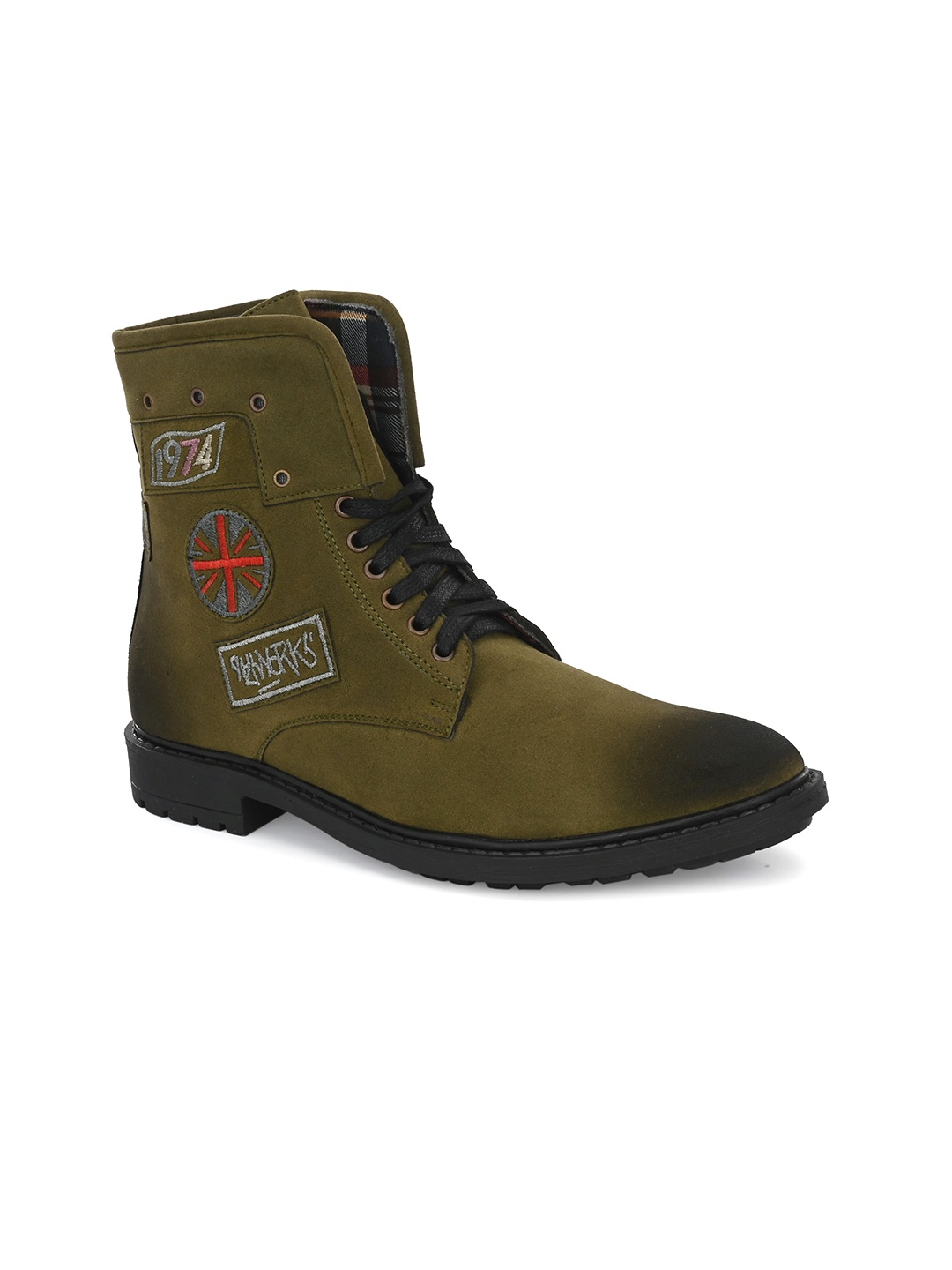 

Eego Italy Men Embroidered High-Top Regular Boots, Olive