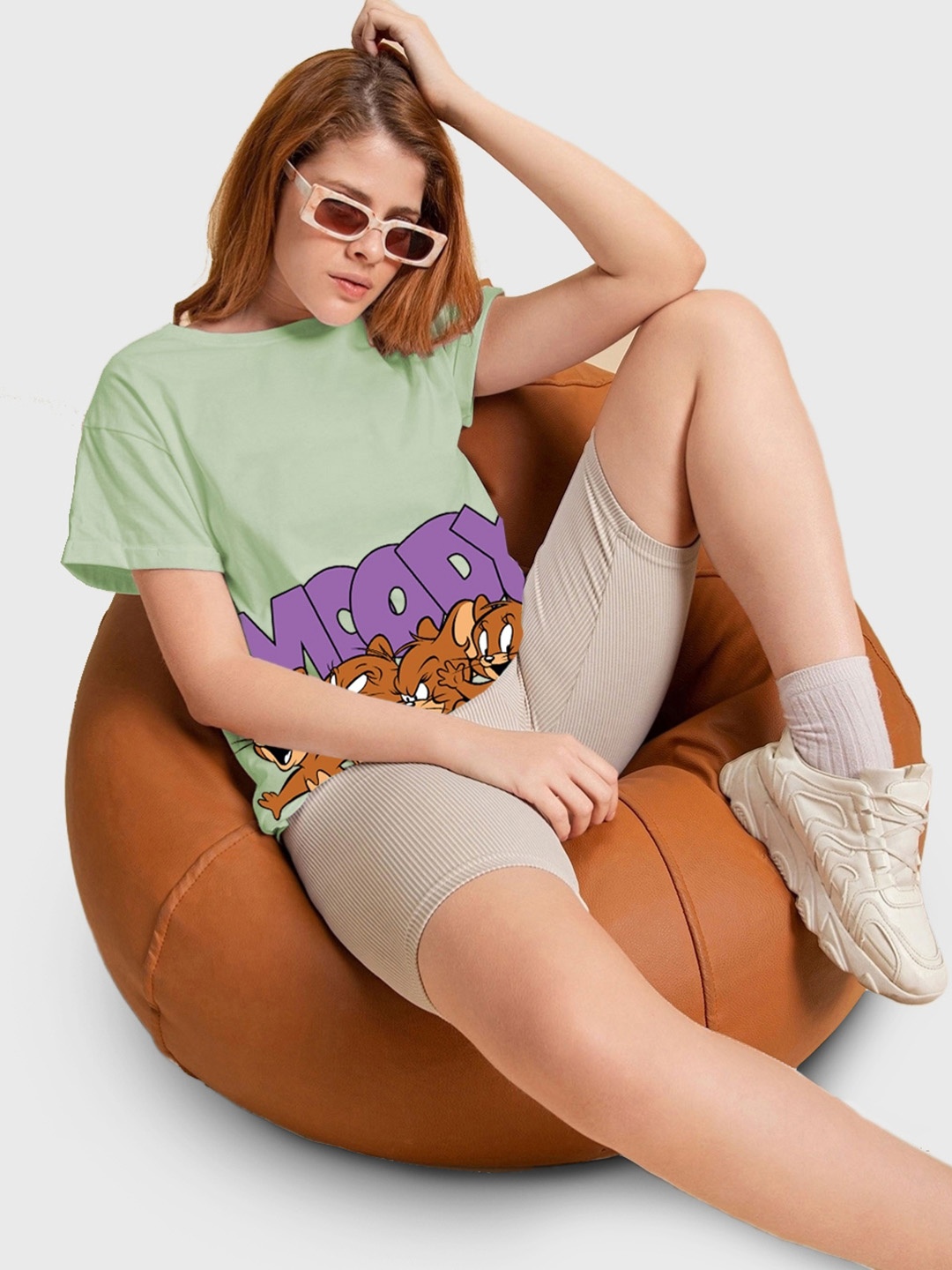 

Bewakoof Jerry Printed Relaxed Fit Pure Cotton T-shirt, Green