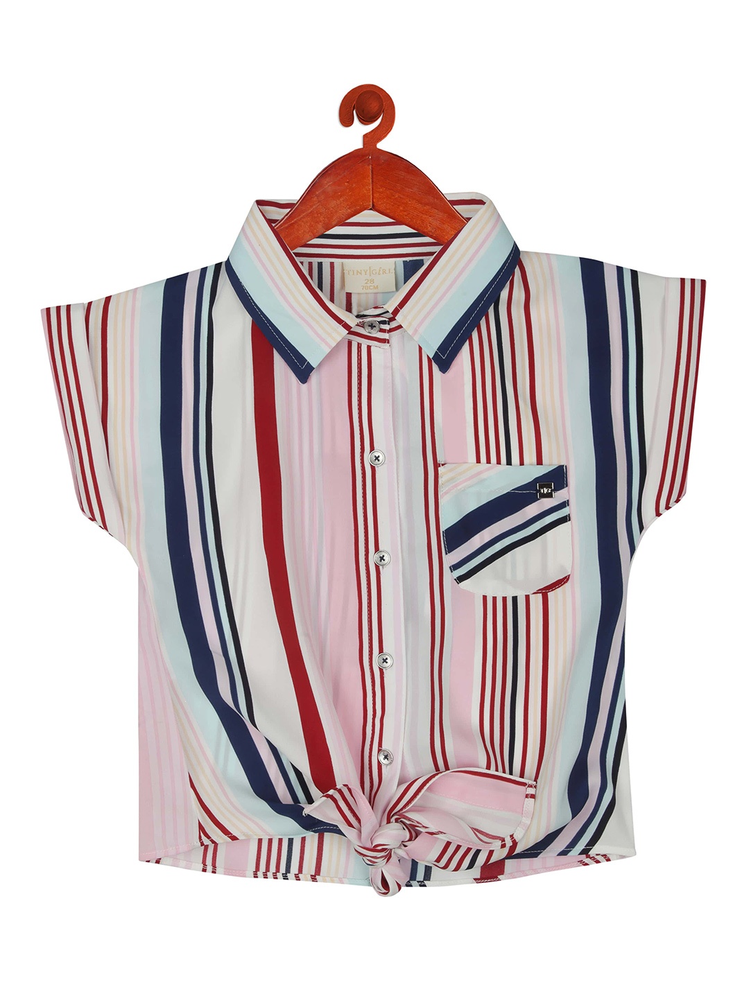 

Tiny Girl Striped Extended Sleeves Shirt Style Top, Maroon