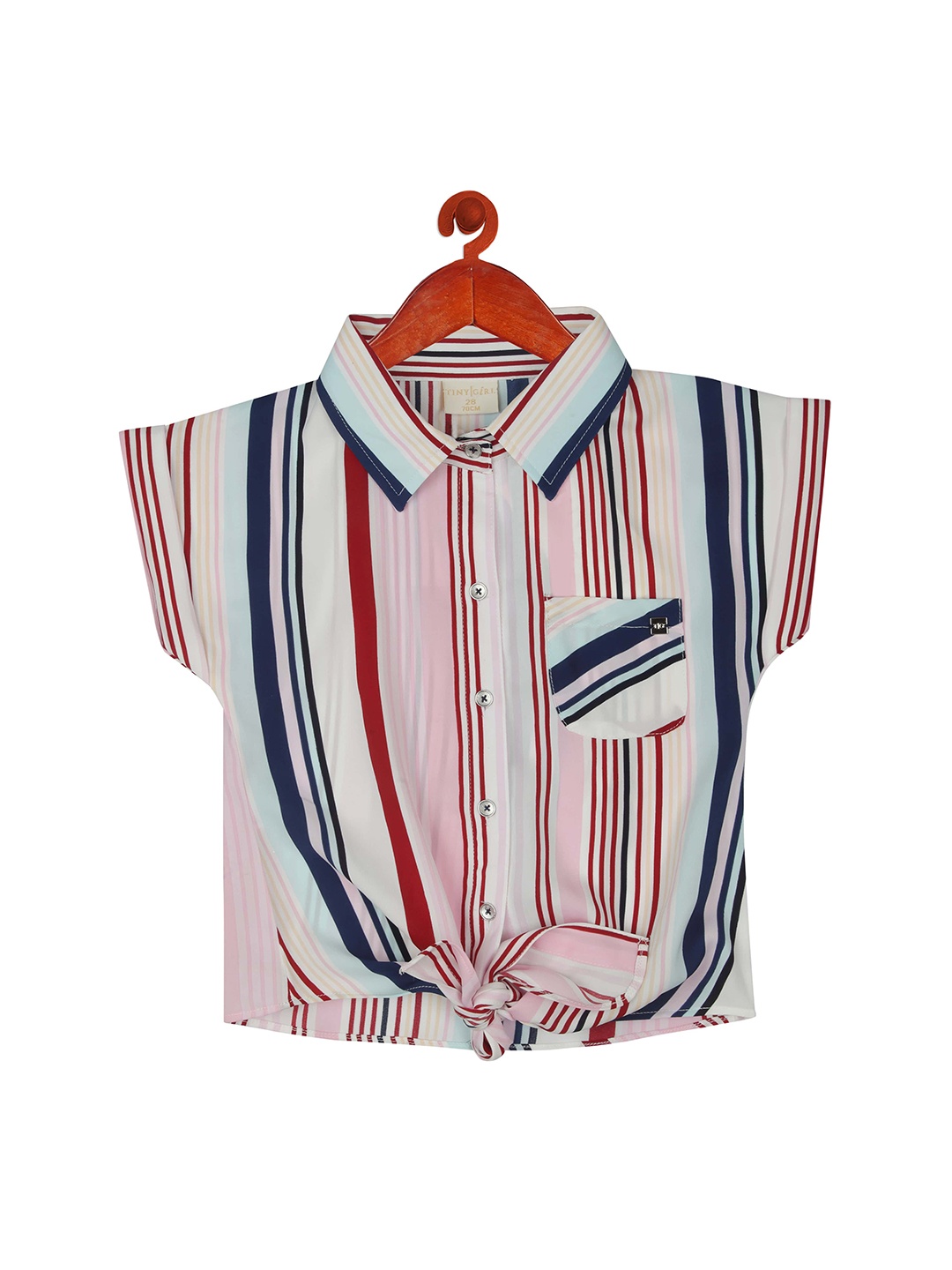 

Tiny Girl Vertical Striped Extended Sleeves Shirt Style Top, Maroon