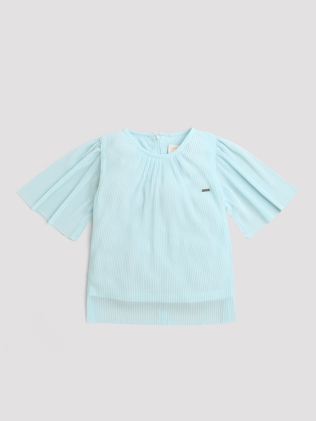 

Tiny Girl Striped Flared Sleeves Top, Blue