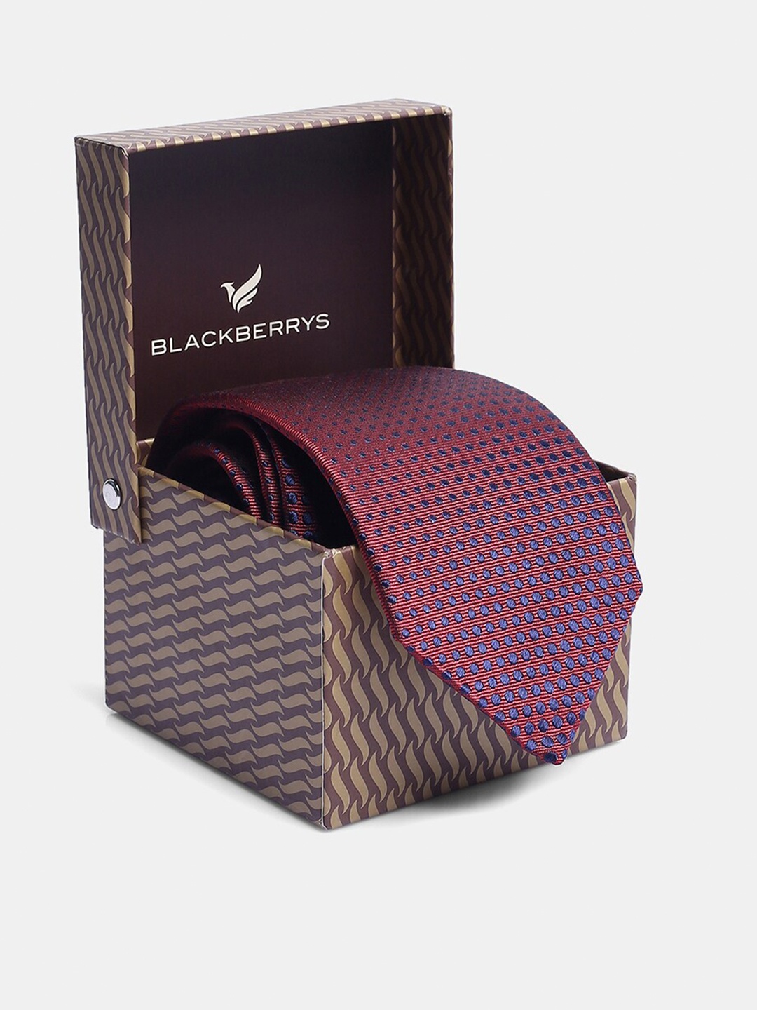 

Blackberrys Men Red & Blue Woven Design Skinny Tie